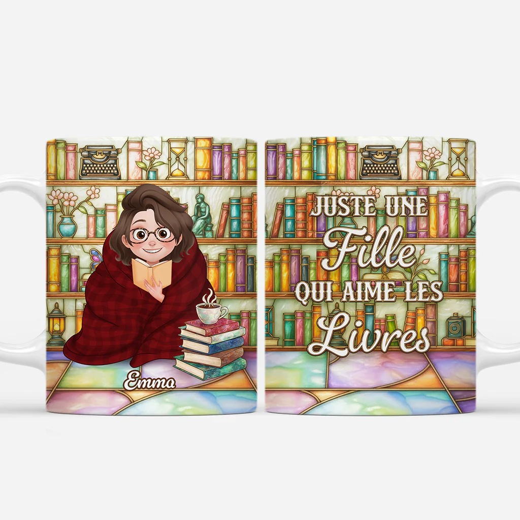 [Effet d'impression 3D] Mug Personnalisé Pour Femme/Homme -  Juste Une Fille Qui Aime Les Livres