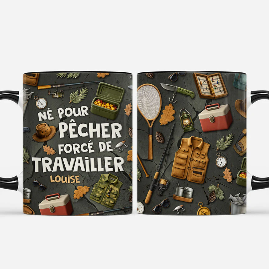 [Effet d'impression 3D] Mug Personnalisé Pour Homme/Femme - Né Pour Pêcher - Image 2