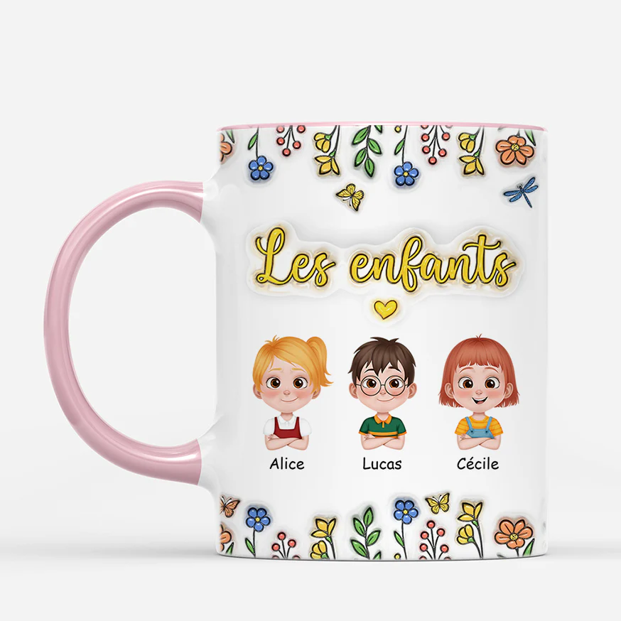 [Effet d'impression 3D] Mug Personnalisé Pour Mamie Papy - Petite Fille Et Petit Fils - Image 2