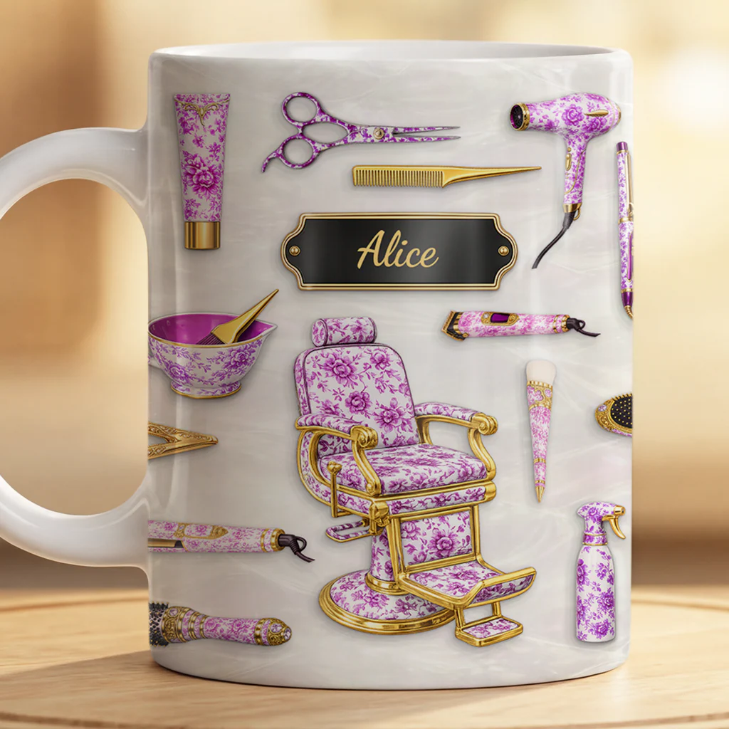 [Effet d'impression 3D] Tasse Coiffeuse Personnalisée Avec Prénom - Cadeau Pour Coiffeur - Image 2