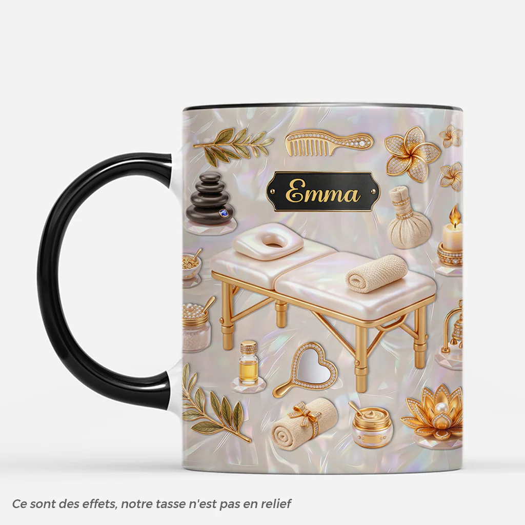 [Effet d'impression 3D] Mug Personnalisé Prénom Femme/Homme - Cadeau Propriétaire De Spa
