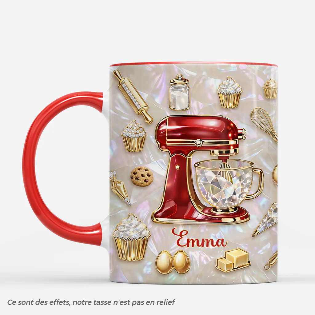 [Effet d'impression 3D] Mug Personnalisé Prénom - Idée Cadeau Femme Pâtisserie
