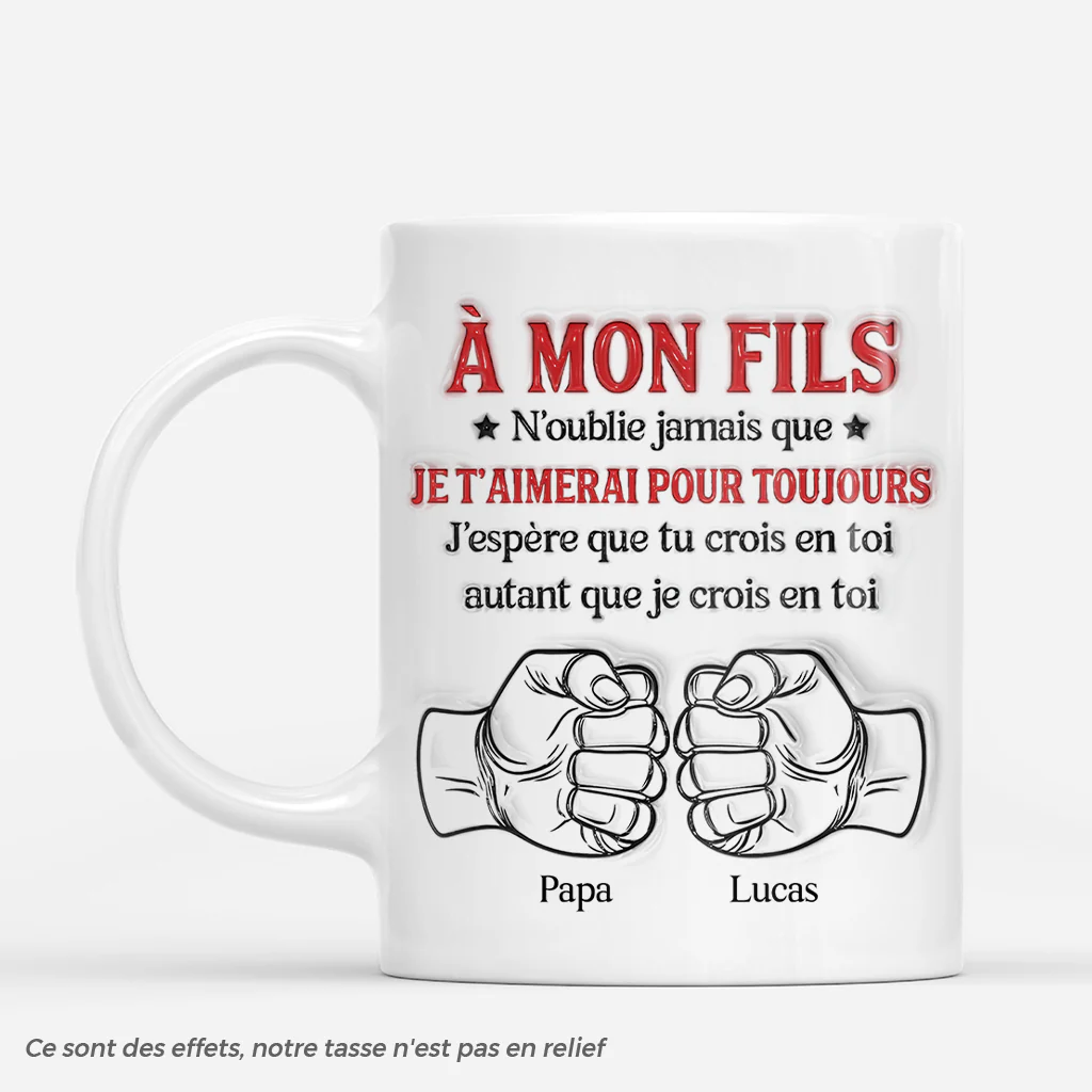 [Effet d'Impression 3D] Mug Personnalisé Prénom - Je Crois En Toi Cadeau Pour Fille/Petite-fille/Fils/Petit-fils