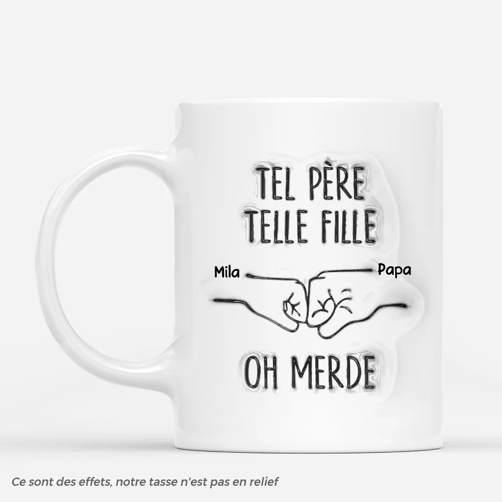 [Effet d'Impression 3D] Mug Personnalisé - Tel Père Telle Fille - Poings 4783M88AB