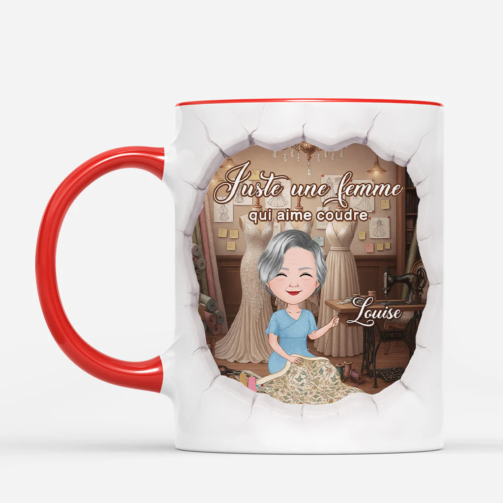 [Effet d'impression 3D] Mug Personnalisé - Une Fille Qui Aime Coudre - Image 2