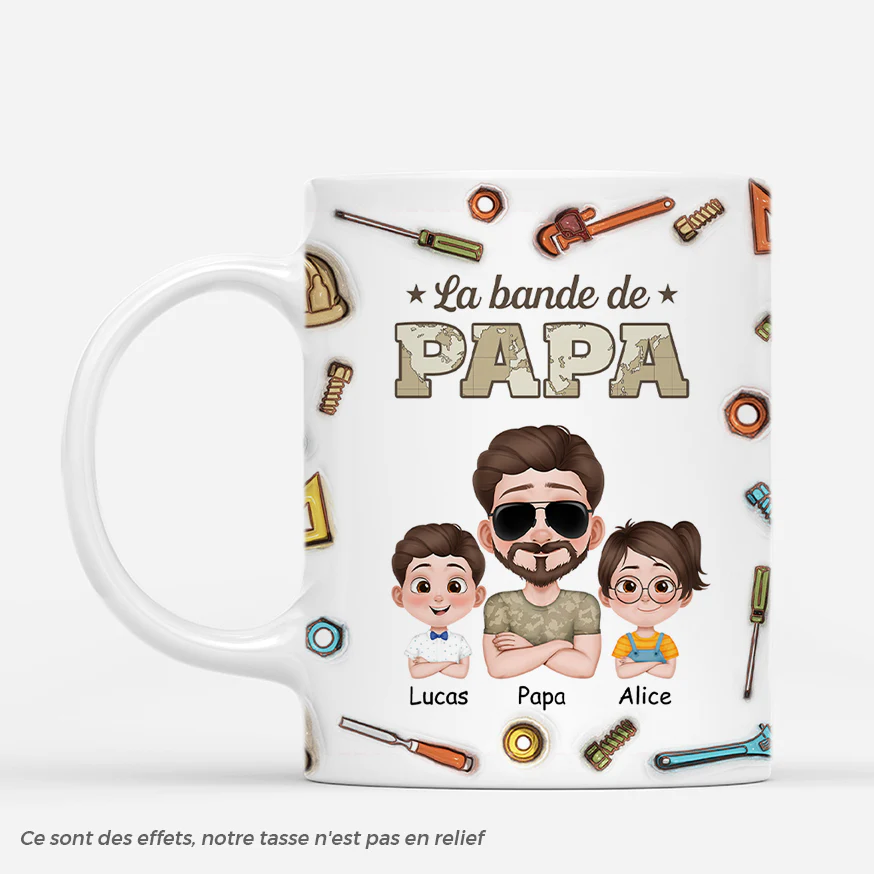 [Effet d'Impression 3D] Mug Personnalisé - Version Militaire - Avec Outils