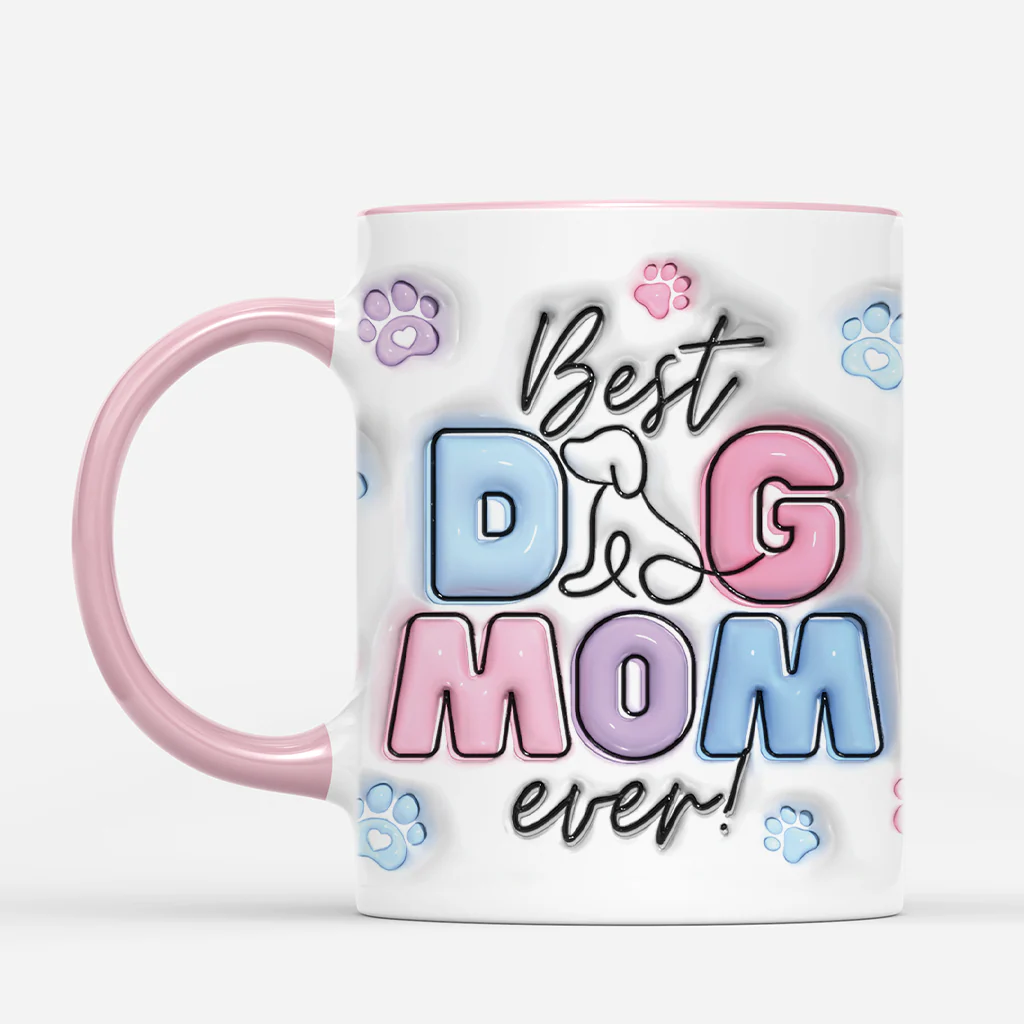 [Effet d'Impression 3D] Tasse Fête des Mères Personnalisée - Meilleure Maman Chien - Image 2