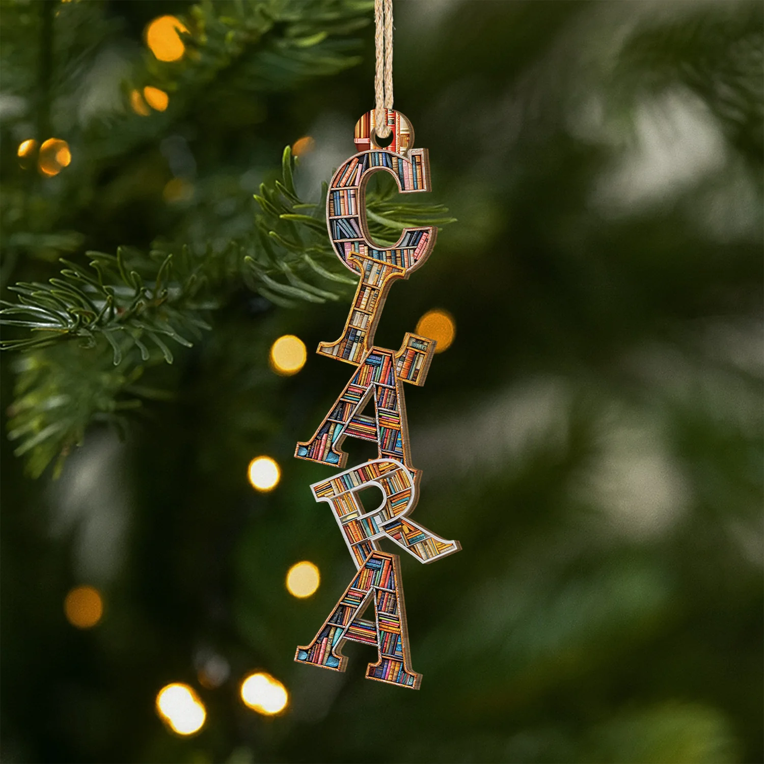 Décoration Noël Personnalisée Prénom – Lettre Style Livres | Ornememt 3D En Bois