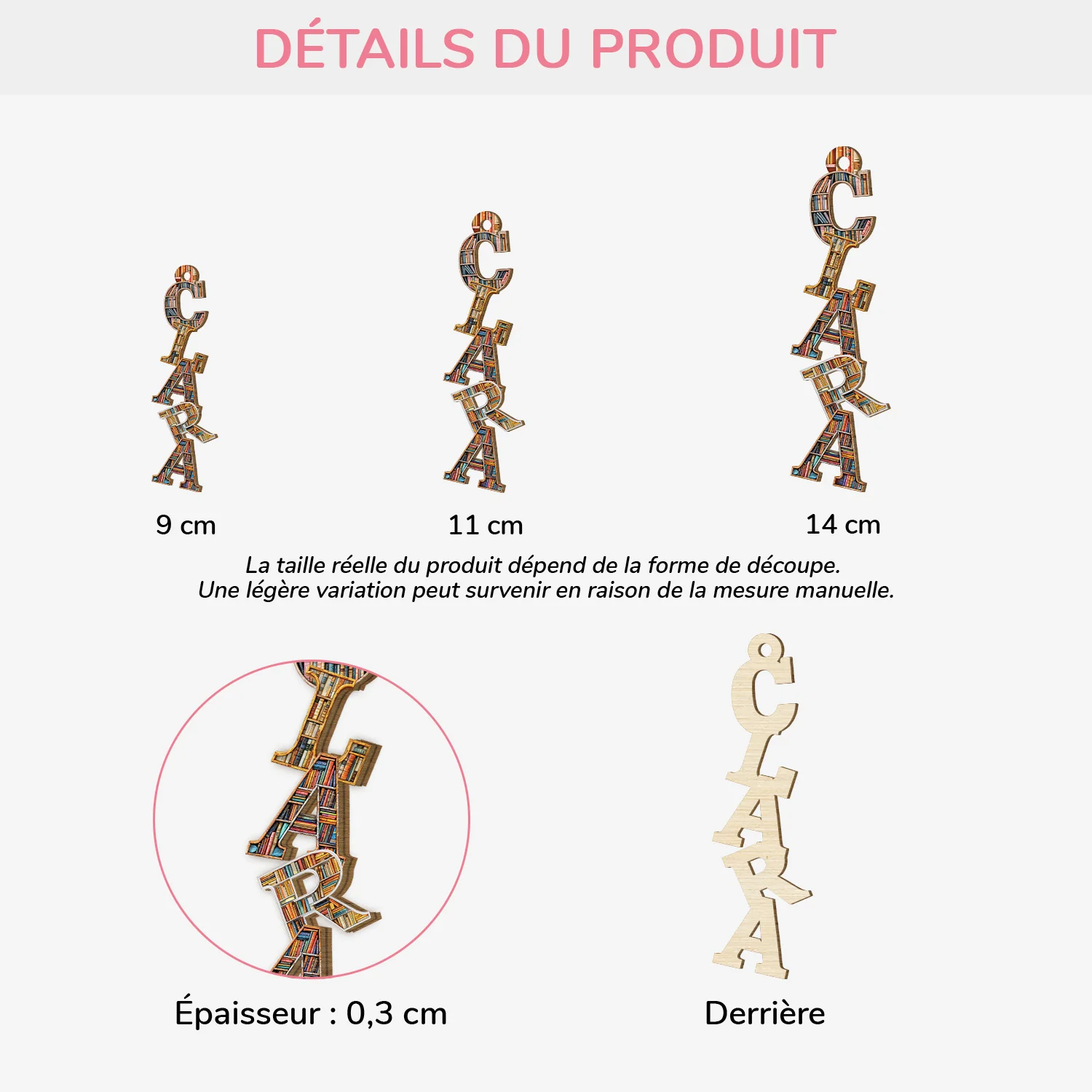 Décoration Noël Personnalisée Prénom – Lettre Style Livres | Ornememt 3D En Bois - Image 3