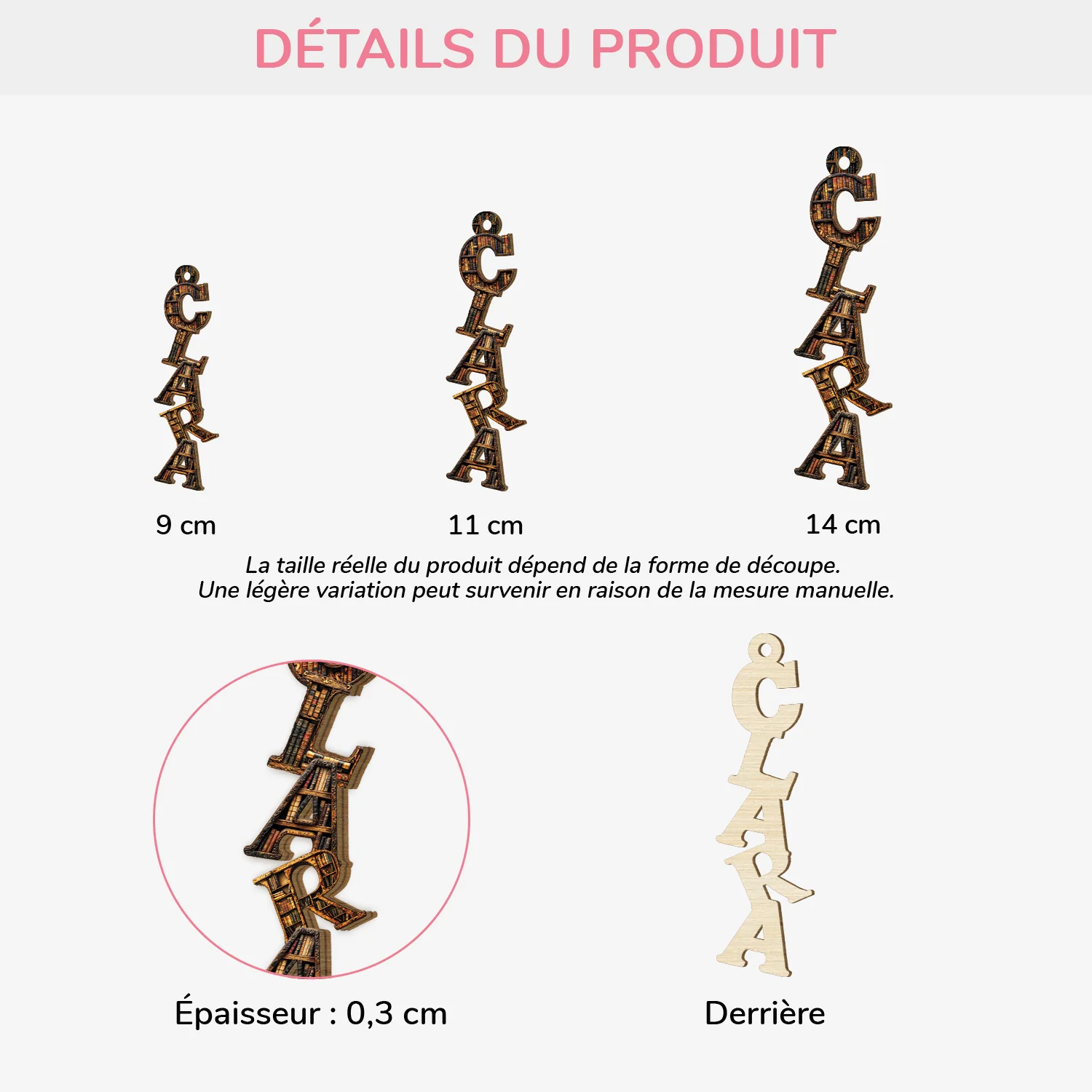 Décoration Noël Prénom Personnalisée – Lettre Style Livres | Ornememt 3D En Bois - Image 3