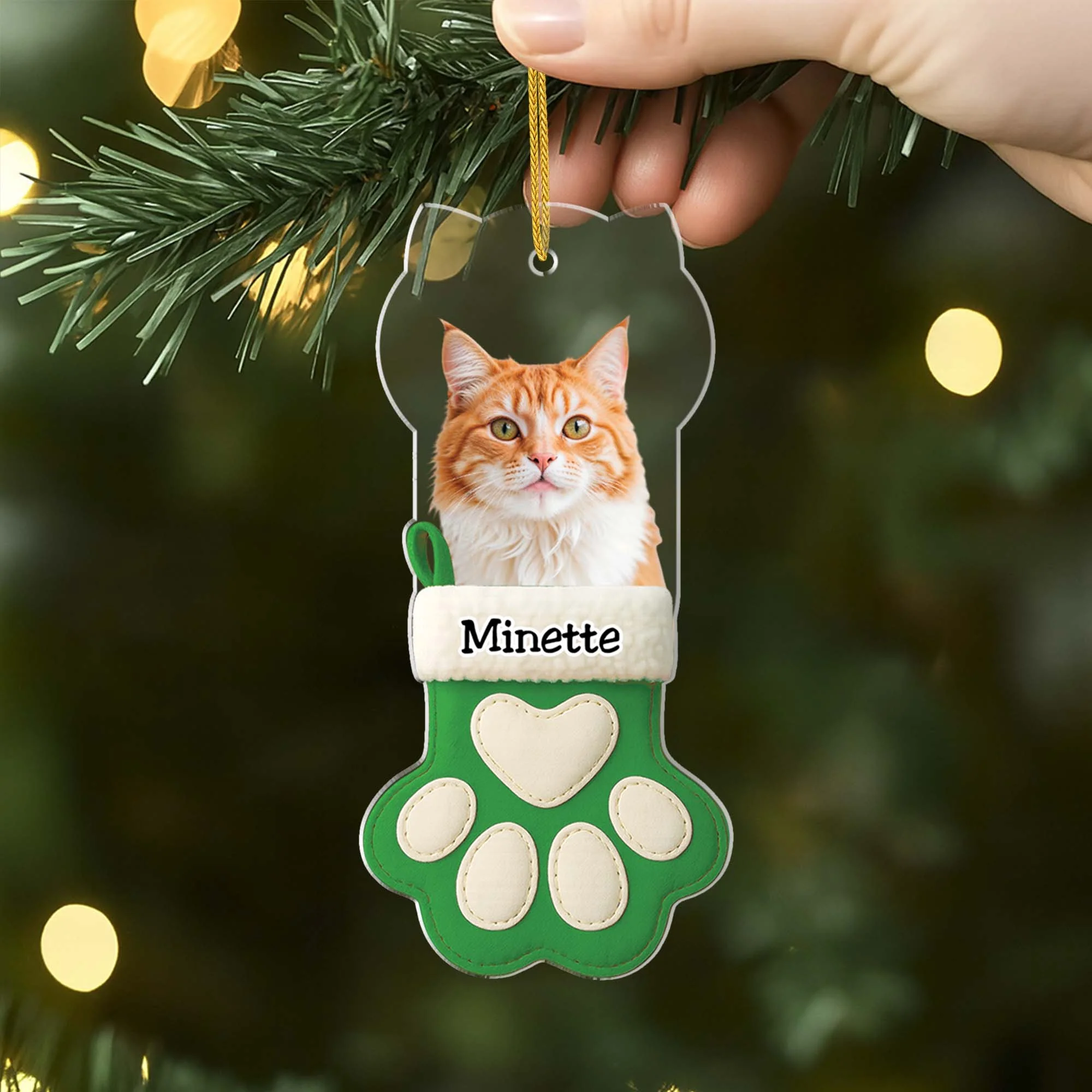 [Effet d'impression 3D] Ornement Acrylique Personnalisé Avec Photo - Cadeau Chat Pour Noël - Image 2