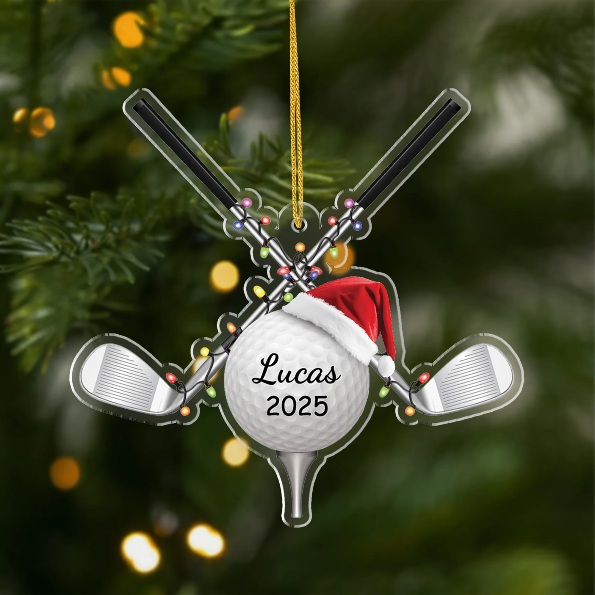 [Effet d'impression 3D] Ornement Acrylique Personnalisé - Balle De Golf Joyeux Noël