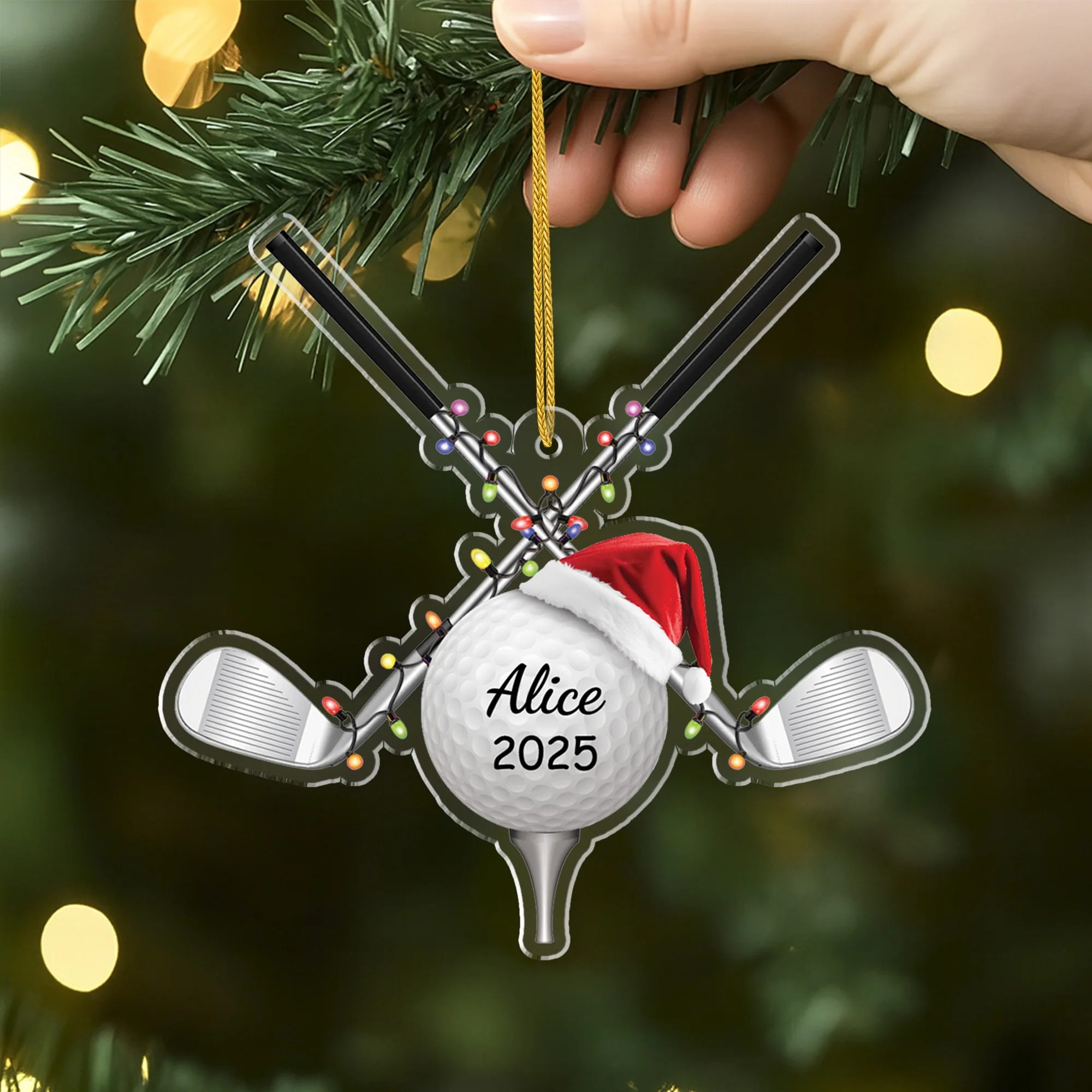 [Effet d'impression 3D] Ornement Acrylique Personnalisé - Balle De Golf Joyeux Noël - Image 2