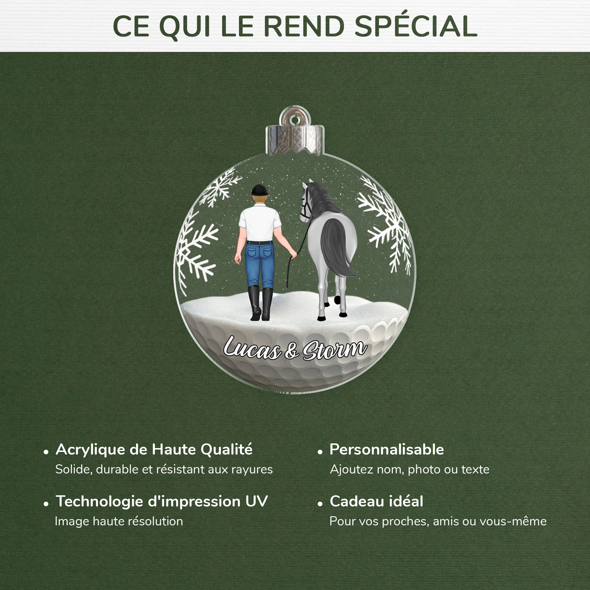 Boule de Noël Personnalisée Impression 3D - Ornement Cheval - Image 4