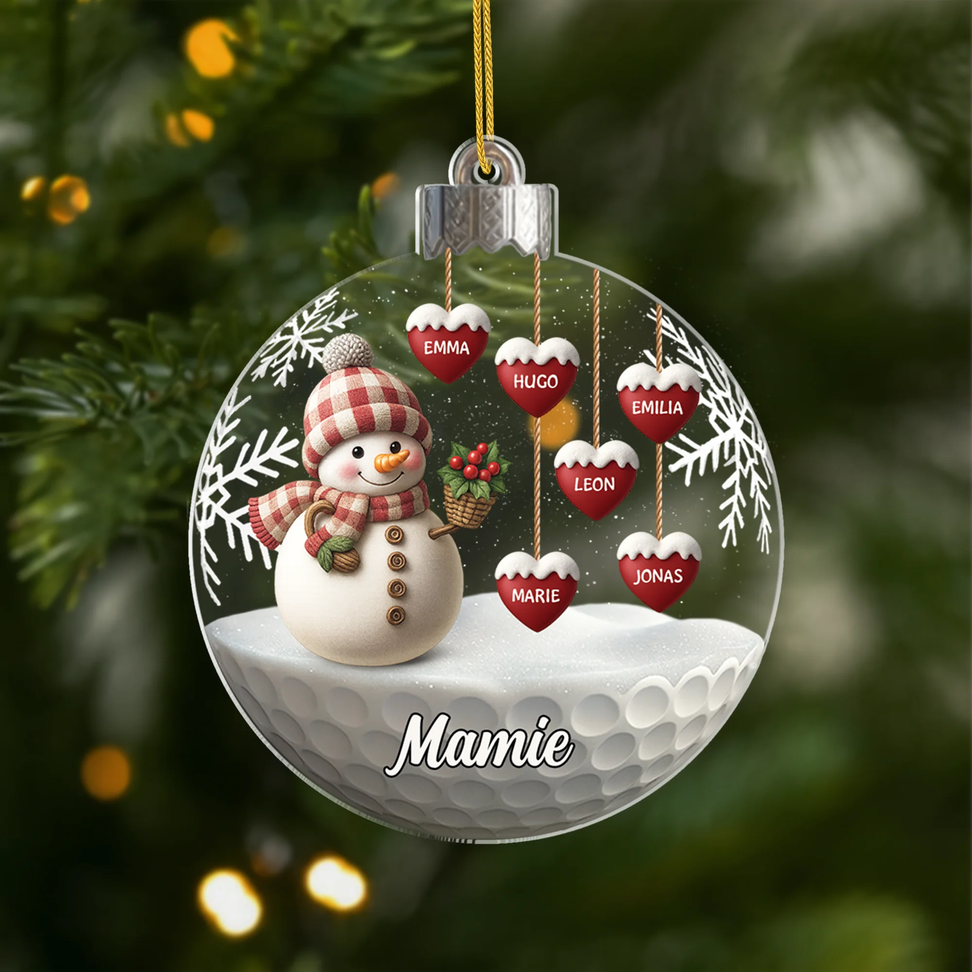 [Effet d'impression 3D] Ornement Acrylique Personnalisé - Boule De Noël Avec Mamie Papy