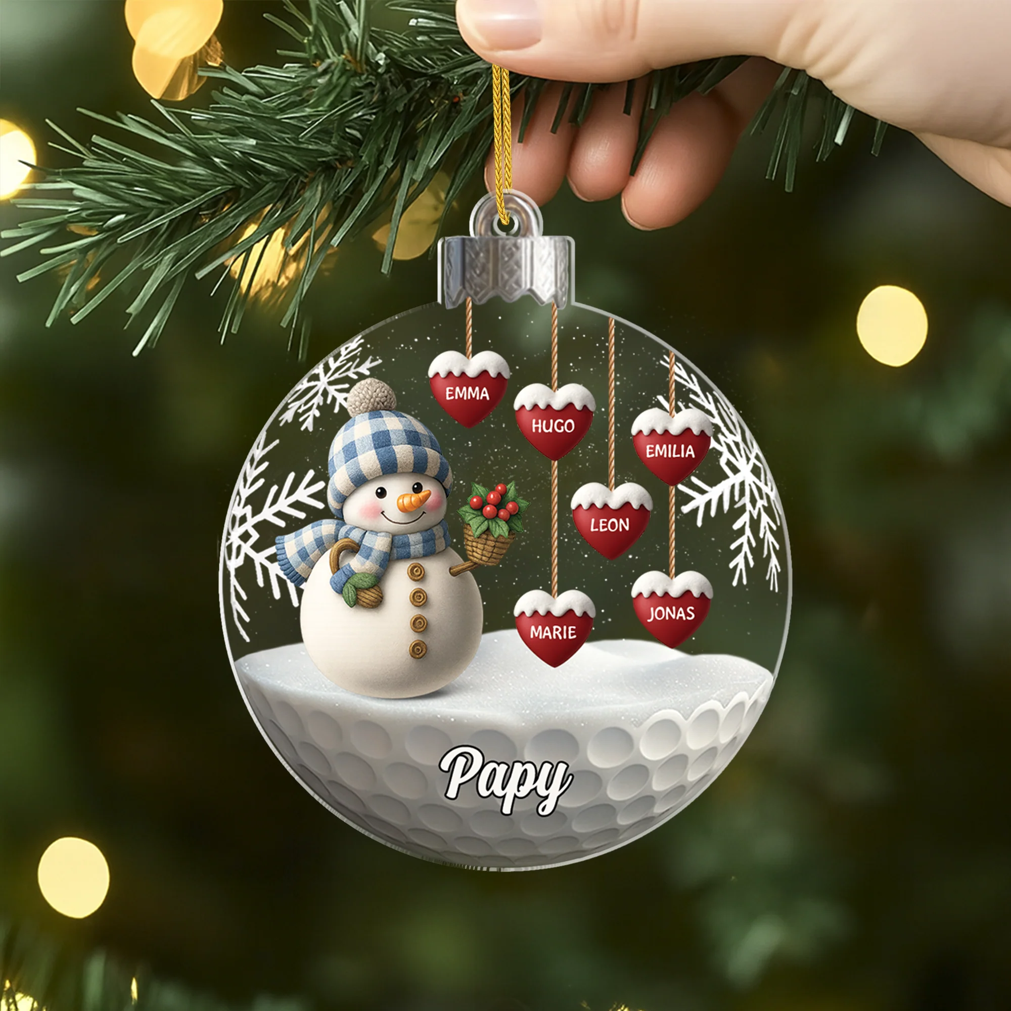 [Effet d'impression 3D] Ornement Acrylique Personnalisé - Boule De Noël Avec Mamie Papy - Image 2