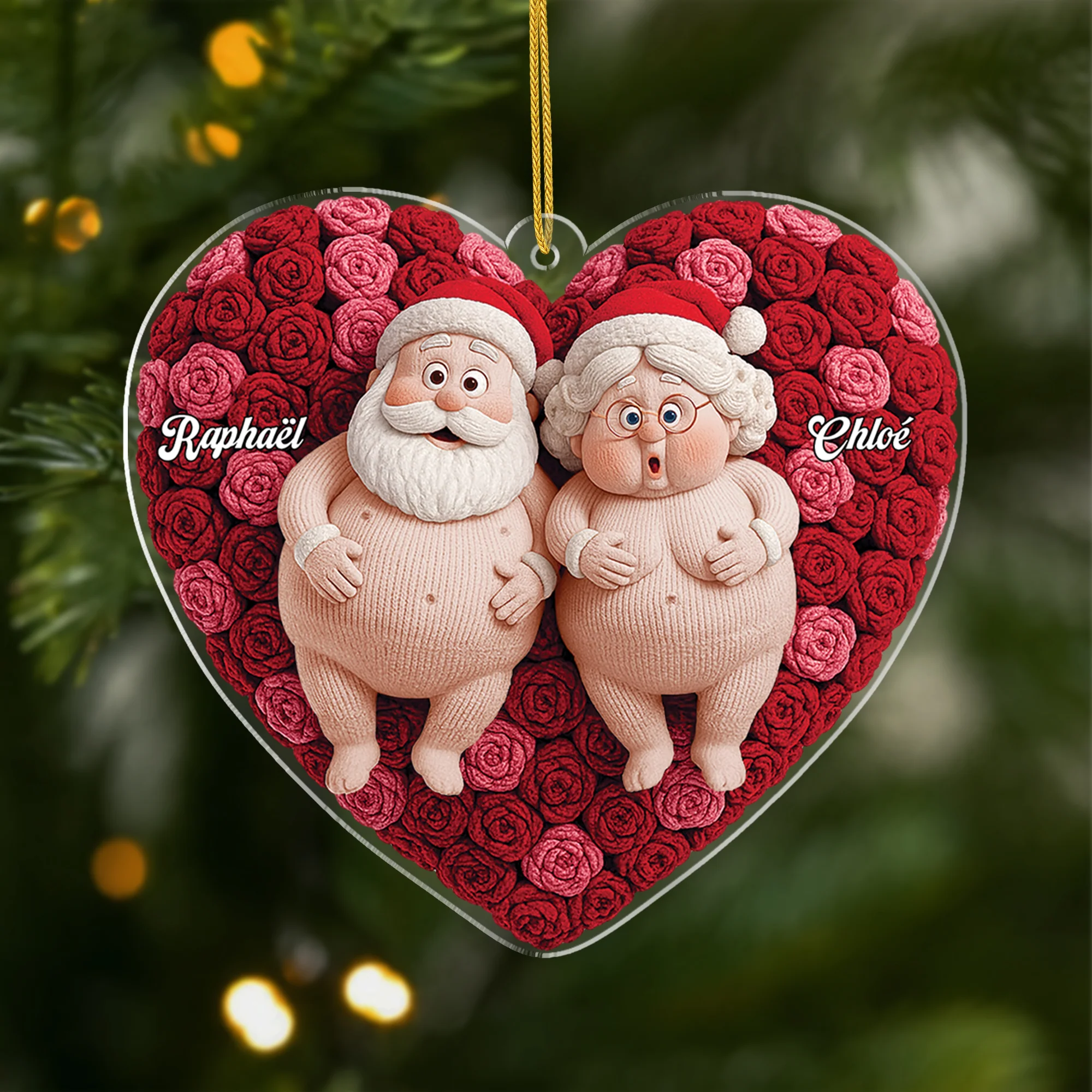 [Effet d'impression 3D] Ornement Acrylique Personnalisé - Cadeau De Noël Pour Couple Unique