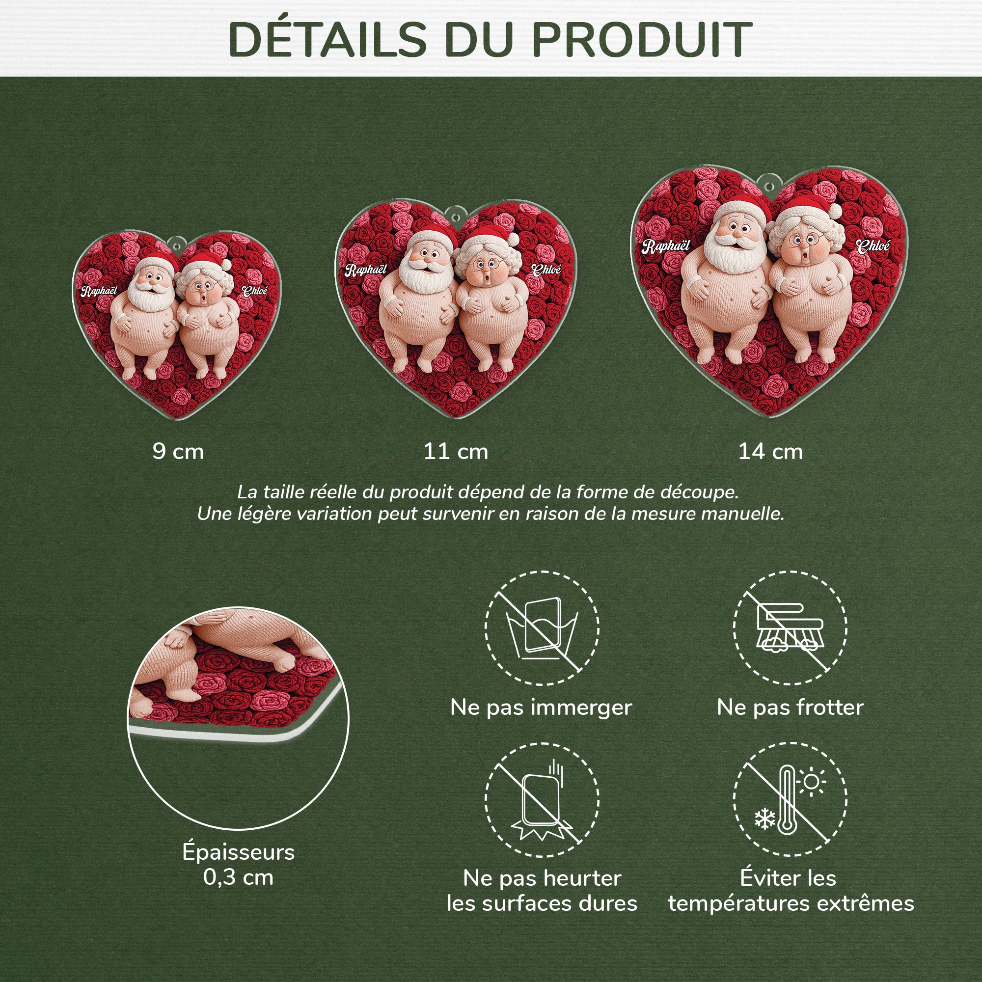 [Effet d'impression 3D] Ornement Acrylique Personnalisé - Cadeau De Noël Pour Couple Unique - Image 3