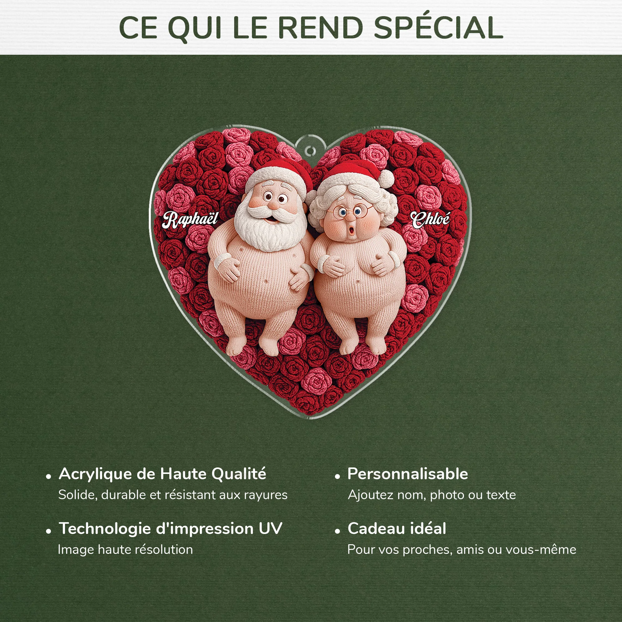 [Effet d'impression 3D] Ornement Acrylique Personnalisé - Cadeau De Noël Pour Couple Unique - Image 4