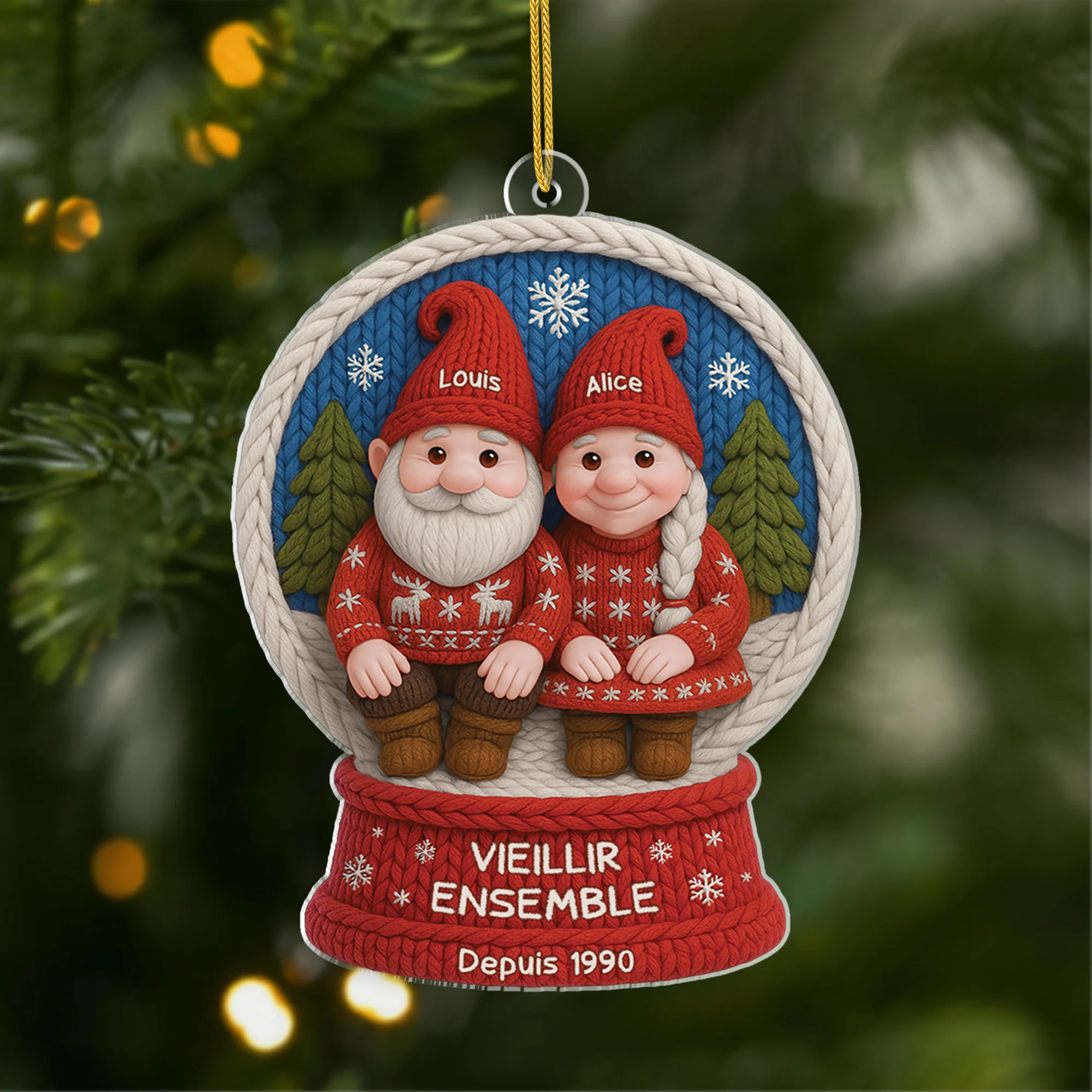 [Effet d'impression 3D] Ornement Noël Personnalisé Acrylique Couple De Noël - Toi Et Moi Vieillir Ensemble