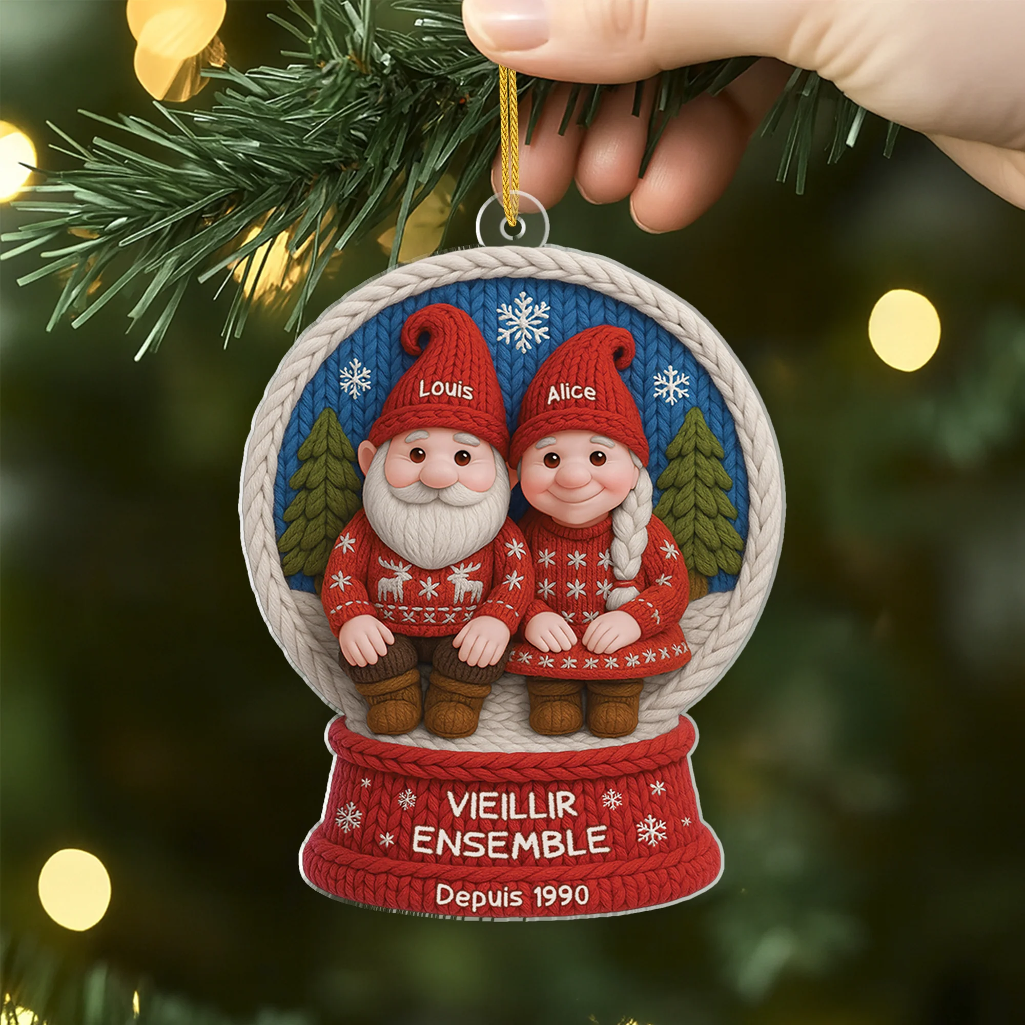 [Effet d'impression 3D] Ornement Noël Personnalisé Acrylique Couple De Noël - Toi Et Moi Vieillir Ensemble - Image 2
