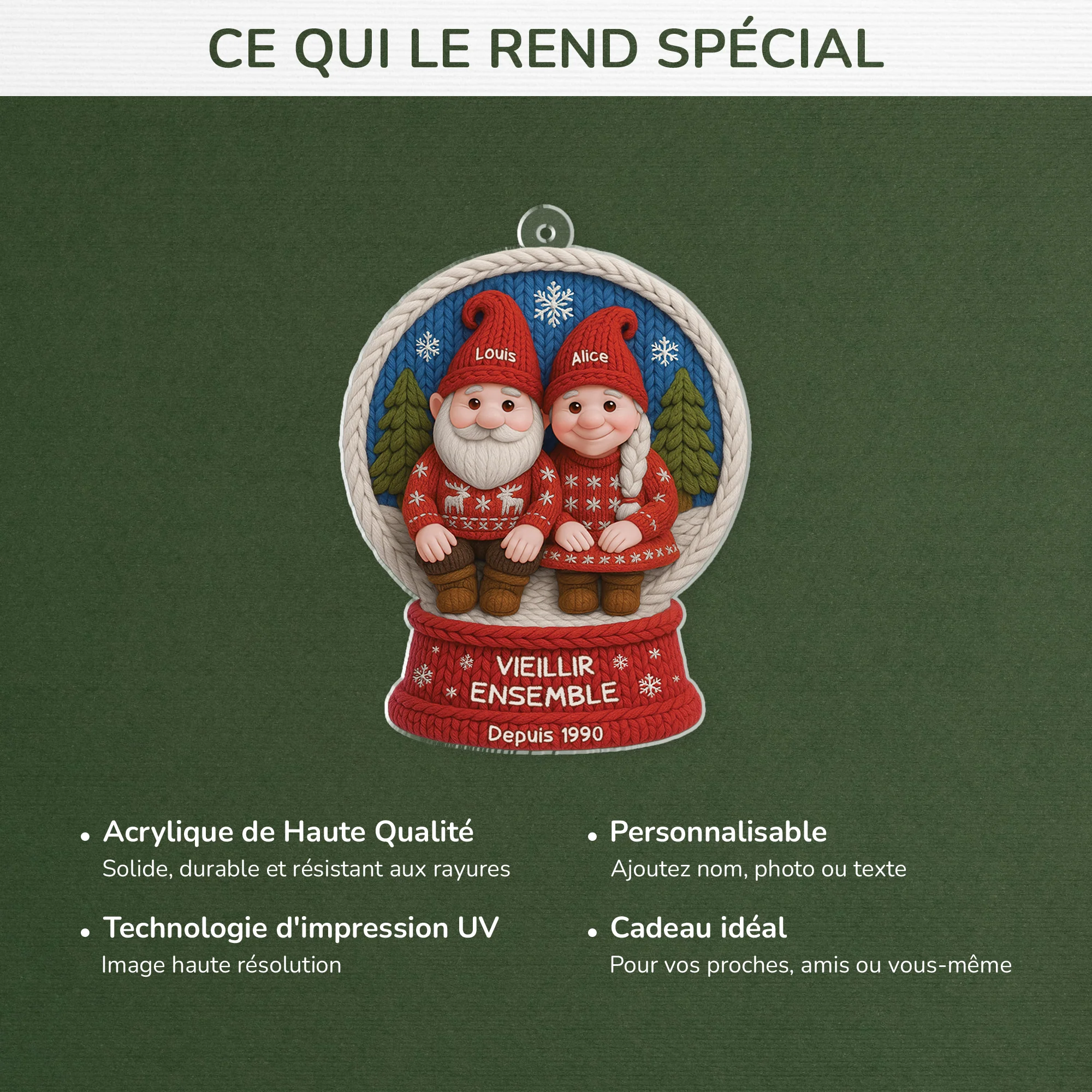 [Effet d'impression 3D] Ornement Noël Personnalisé Acrylique Couple De Noël - Toi Et Moi Vieillir Ensemble - Image 4