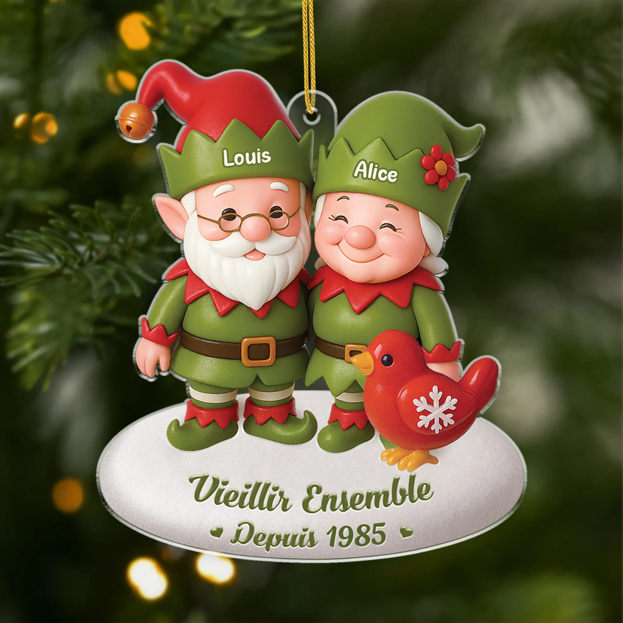 [Effet d'impression 3D] Ornement Acrylique Personnalisé - Couple Vieillir Ensemble