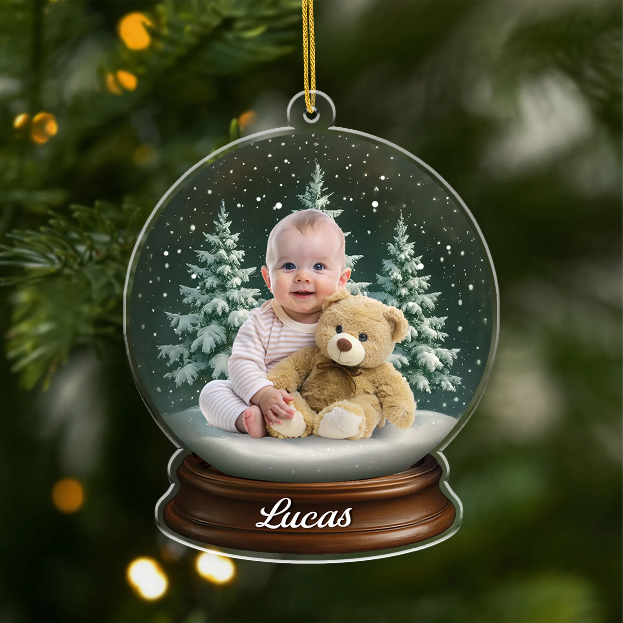 [Effet d'impression 3D] Ornement Acrylique Personnalisé Enfant Avec Photo - Mon Boule À Neige