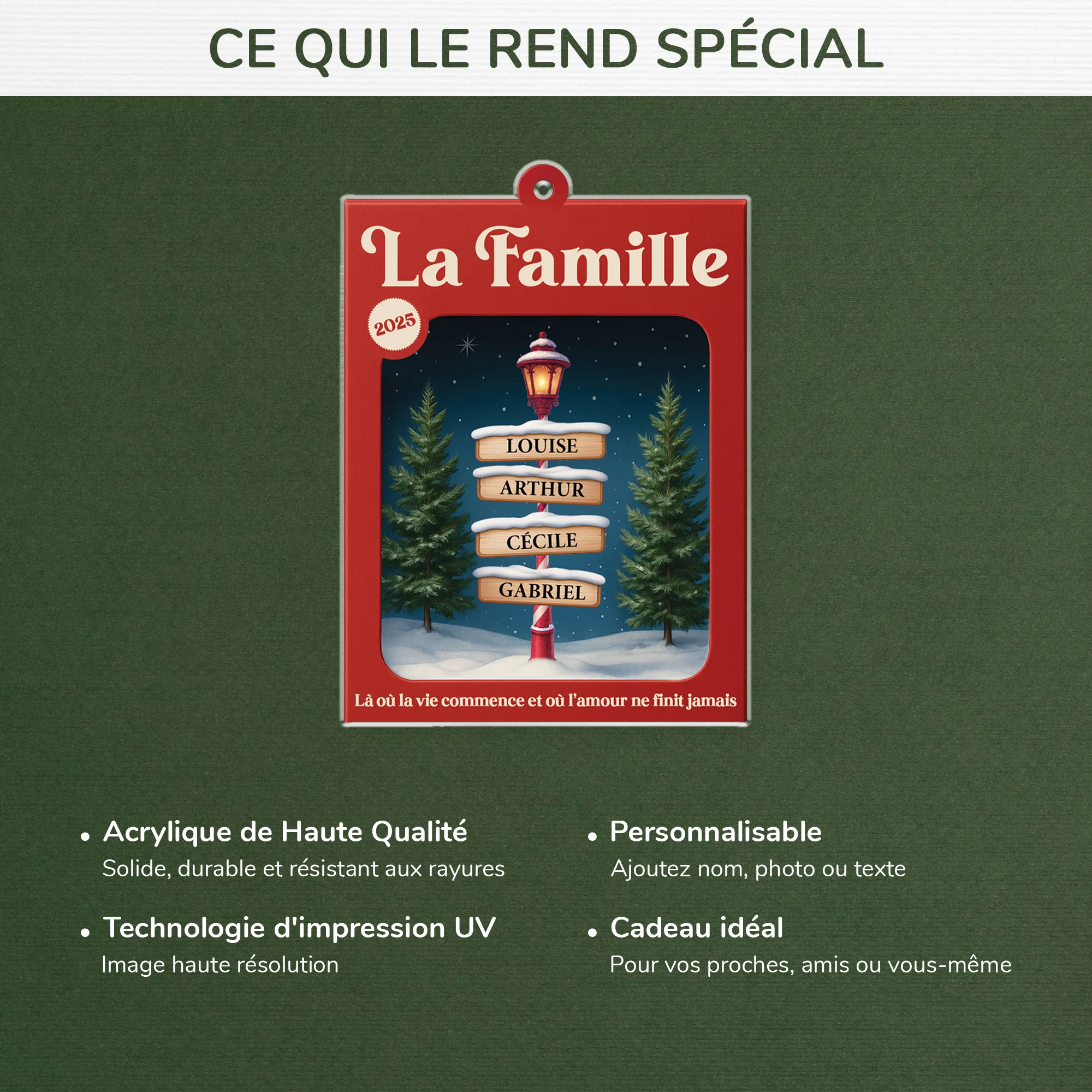 [Effet d'impression 3D] Ornement Acrylique Personnalisé Famille - Là Où L’amour Ne Finit Jamais - Image 4