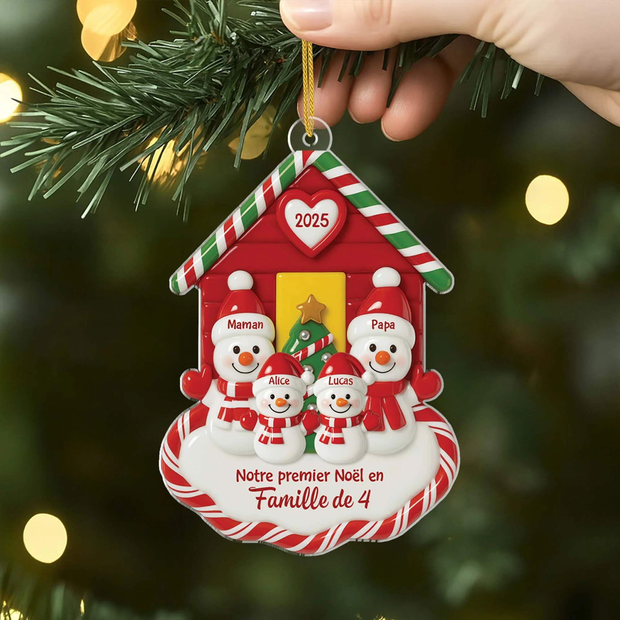 [Effet d'impression 3D] Ornement Acrylique Personnalisé Famille - Premier Noël Dans Nouvelle Maison - Image 2