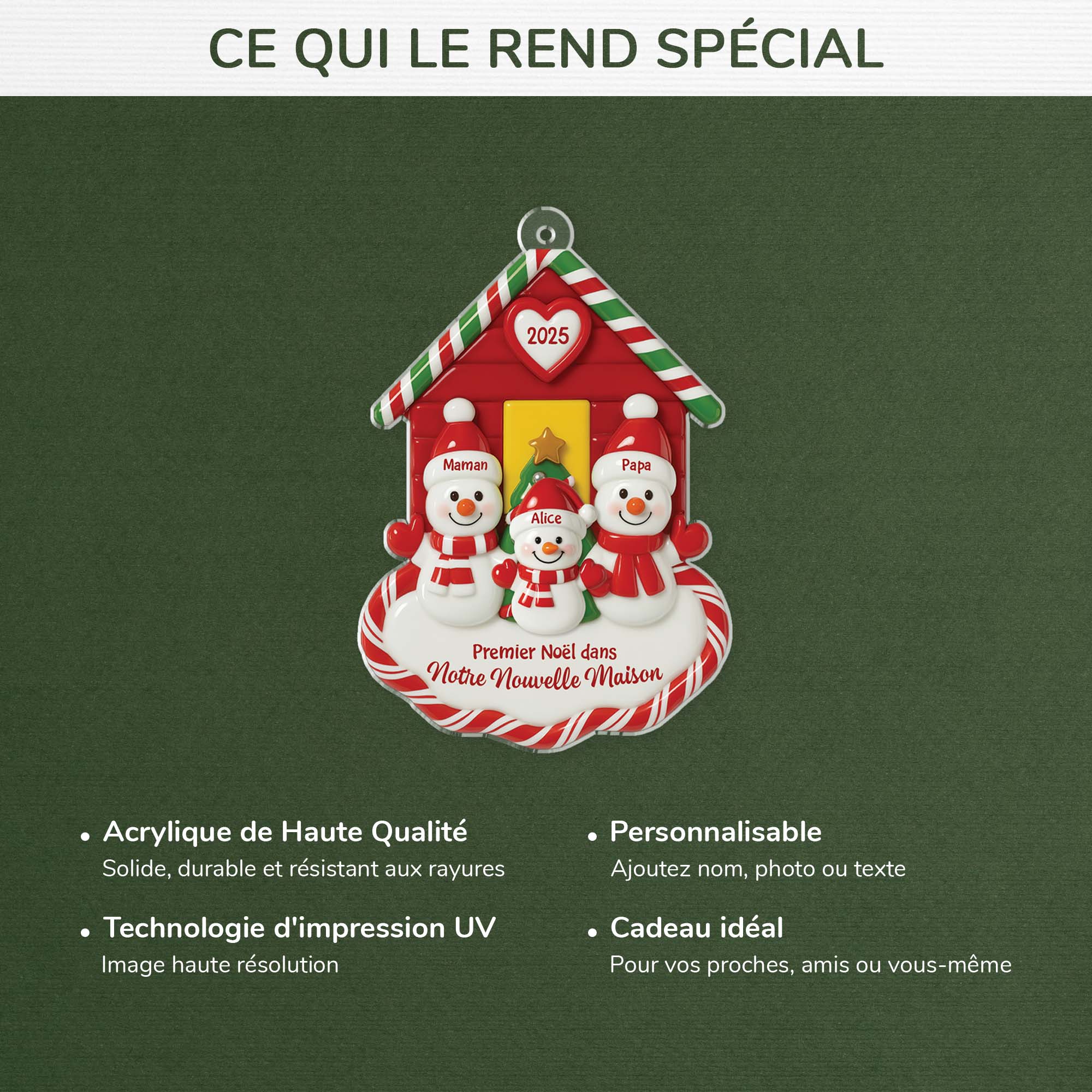 [Effet d'impression 3D] Ornement Acrylique Personnalisé Famille - Premier Noël Dans Nouvelle Maison - Image 4
