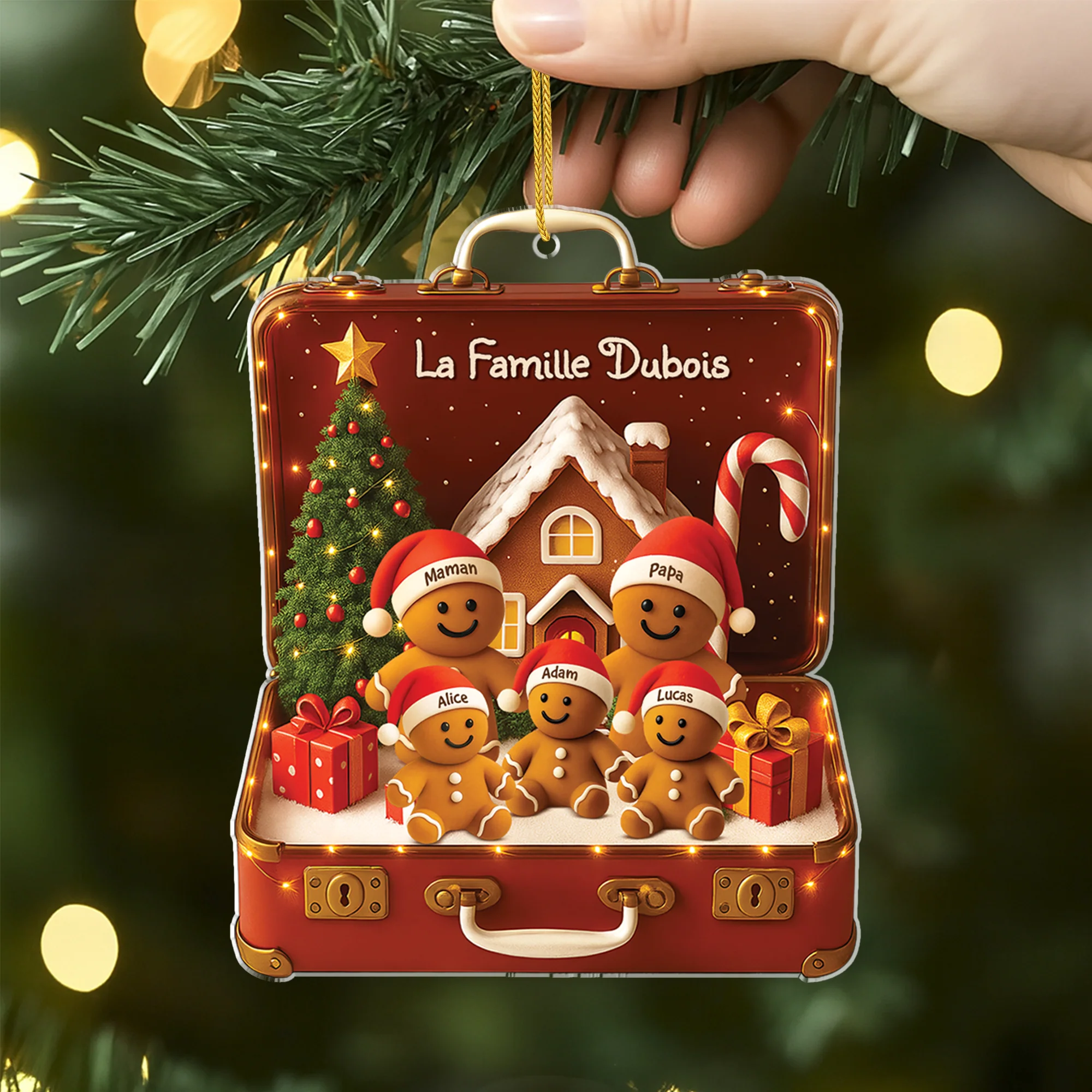 [Effet d'impression 3D] Ornement Acrylique Personnalisé Famille - Valise De Noël Magique - Image 2