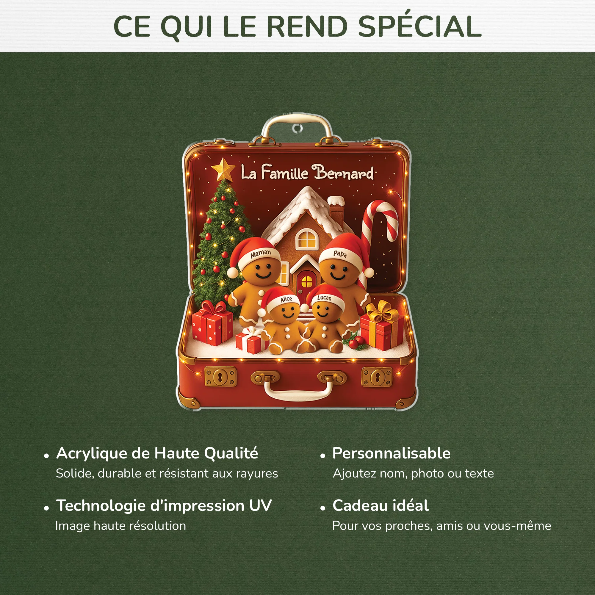[Effet d'impression 3D] Ornement Acrylique Personnalisé Famille - Valise De Noël Magique - Image 4