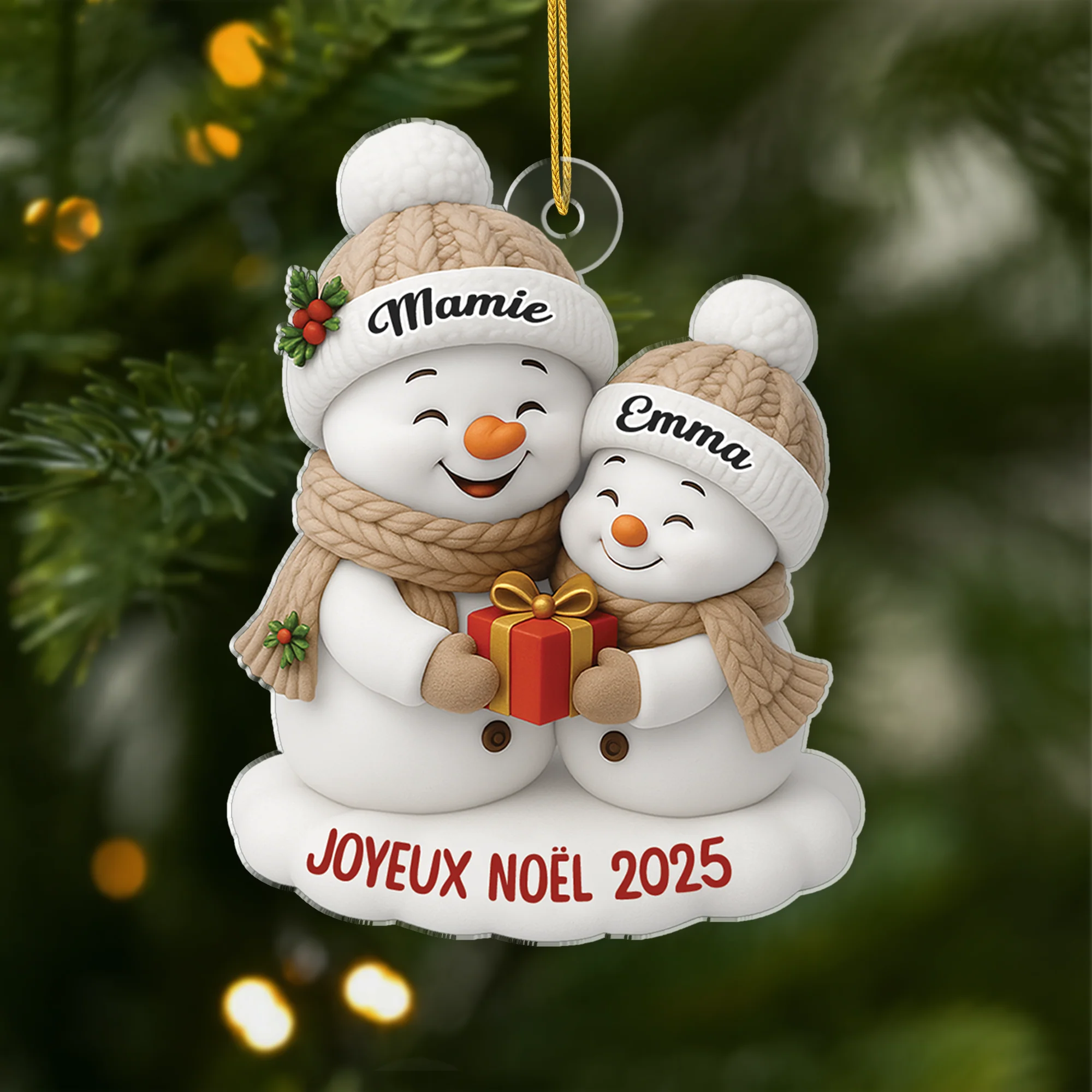 [Effet d'impression 3D] Ornement Acrylique Personnalisé - Joyeux Noël À Mamie Papy