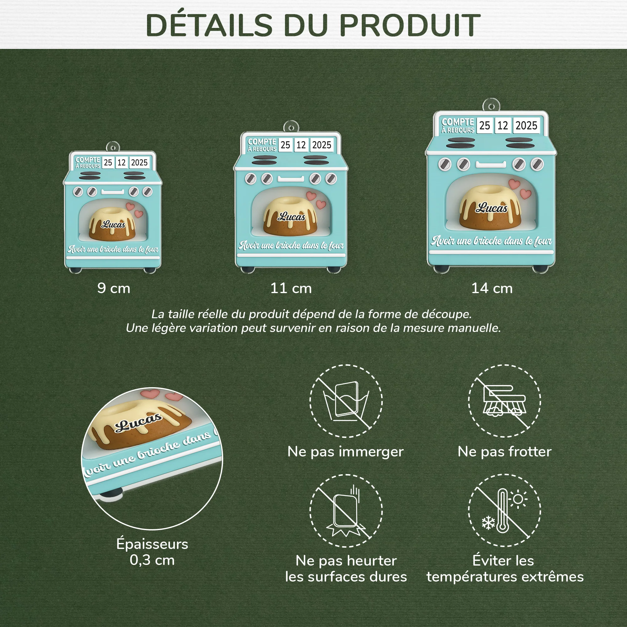 [Effet d'impression 3D] Ornement Acrylique Personnalisé Pour Bébé - Avoir Une Brioche Dans Le Four - Image 3