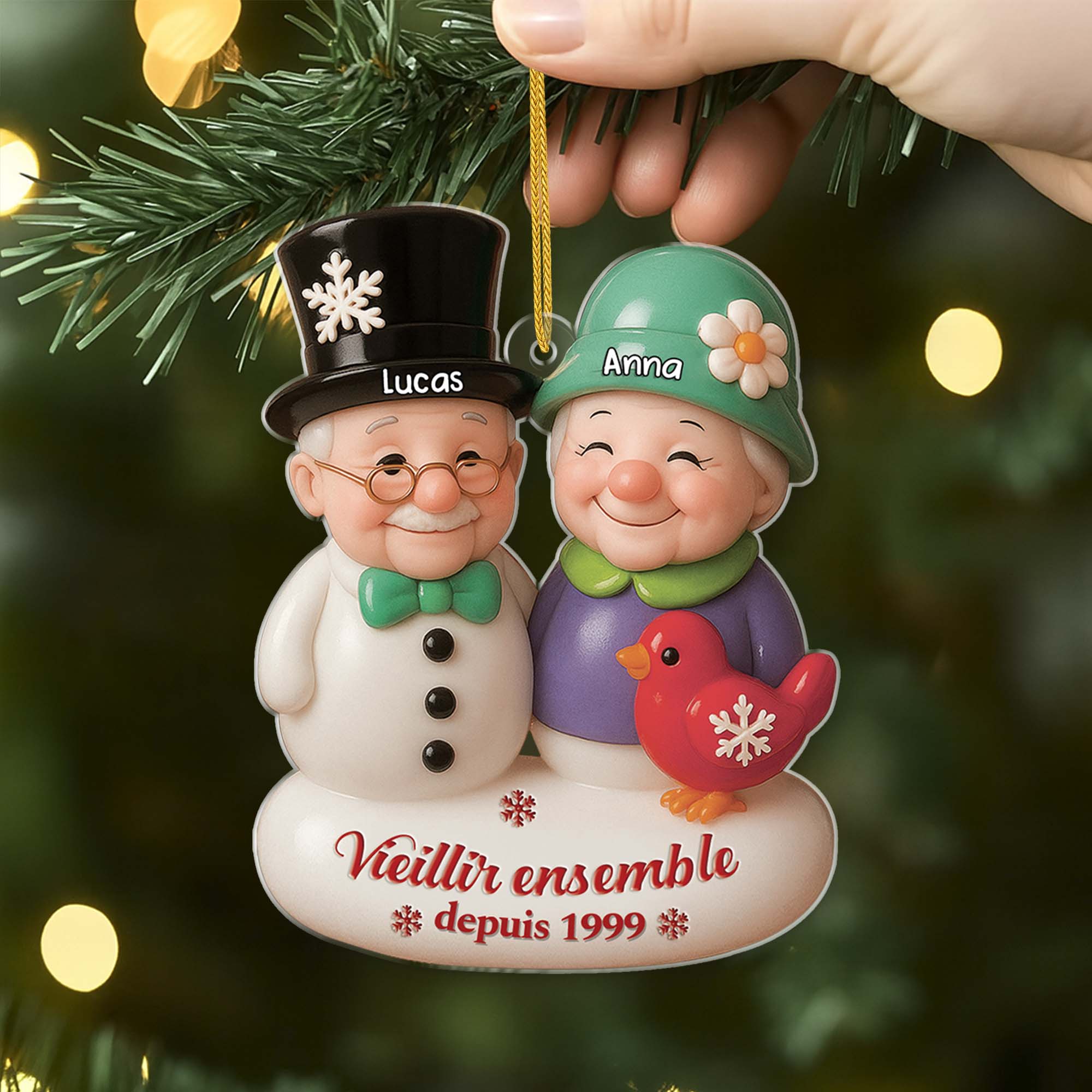 [Effet d'impression 3D] Ornement Acrylique Personnalisé Pour Couple -  Vieillir Ensemble - Image 2