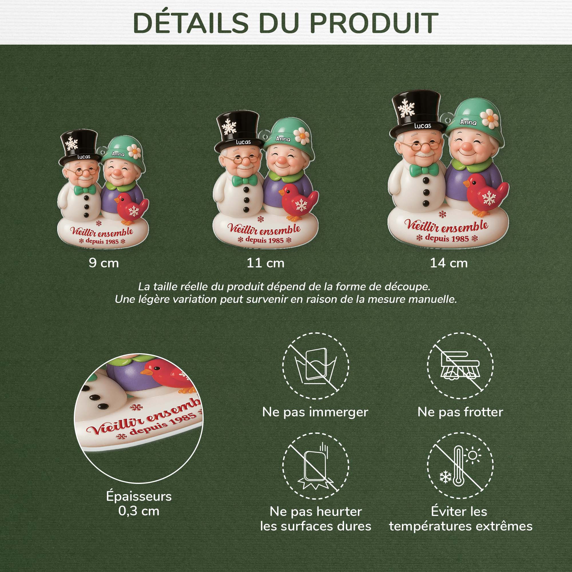 [Effet d'impression 3D] Ornement Acrylique Personnalisé Pour Couple -  Vieillir Ensemble - Image 3