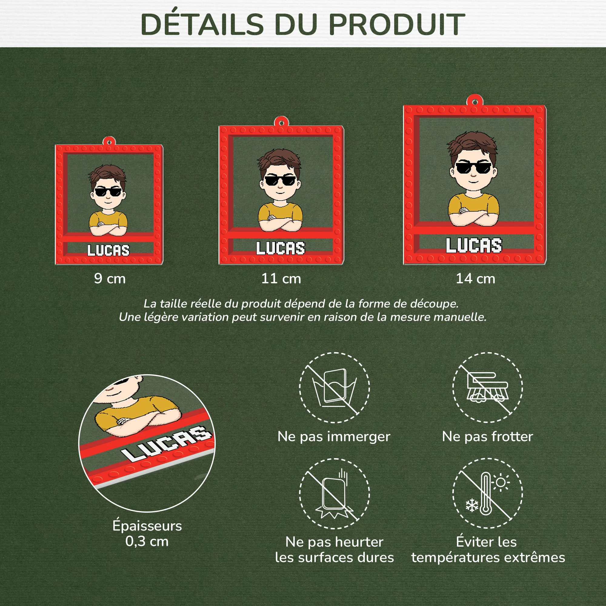 [Effet d'impression 3D] Ornement Acrylique Personnalisé Pour Femme/Homme - Mon Lego - Image 3