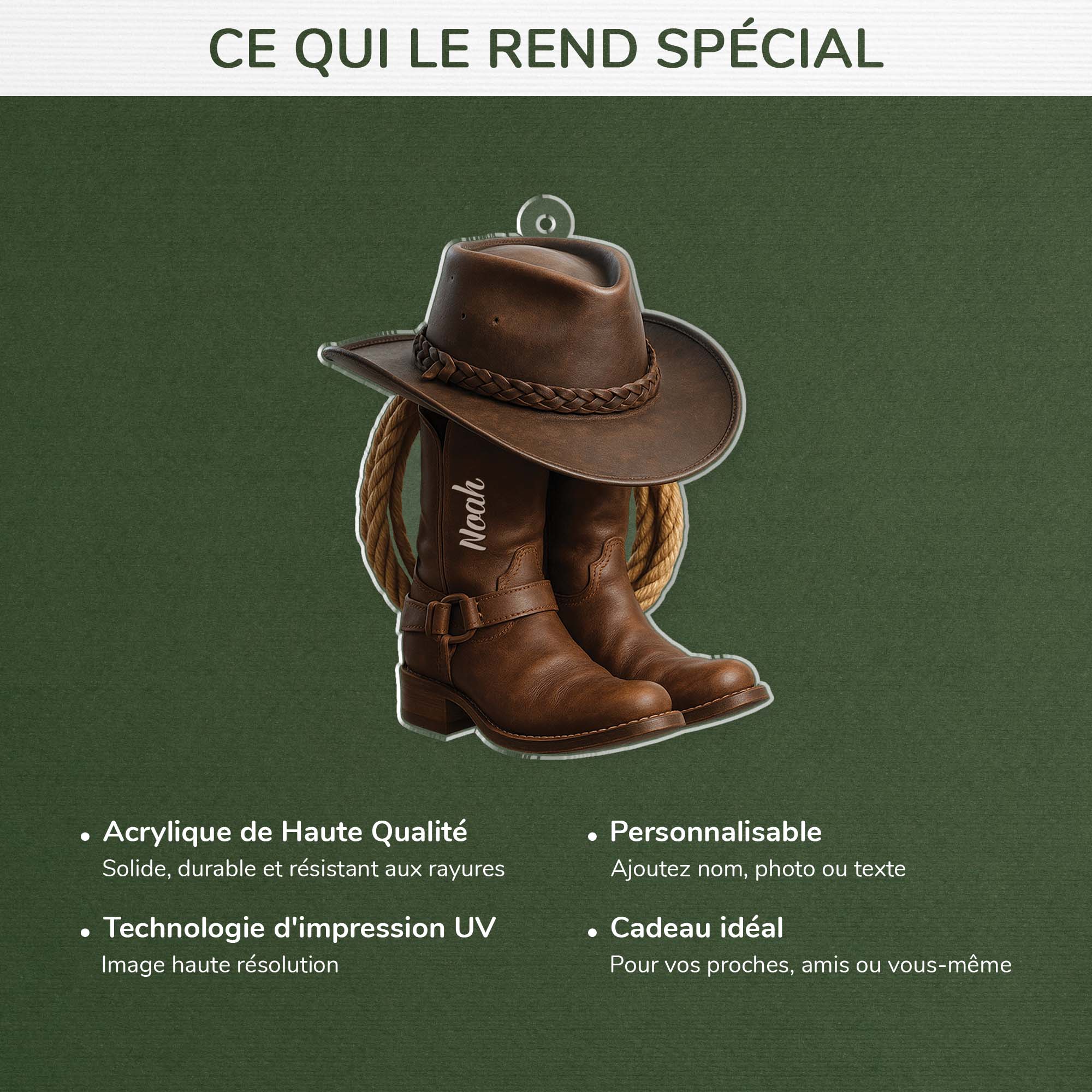 [Effet d'impression 3D] Ornement Acrylique Personnalisé Pour Femme/Homme Qui Aime Les Chevaux - Bottes De Cowboy - Image 4
