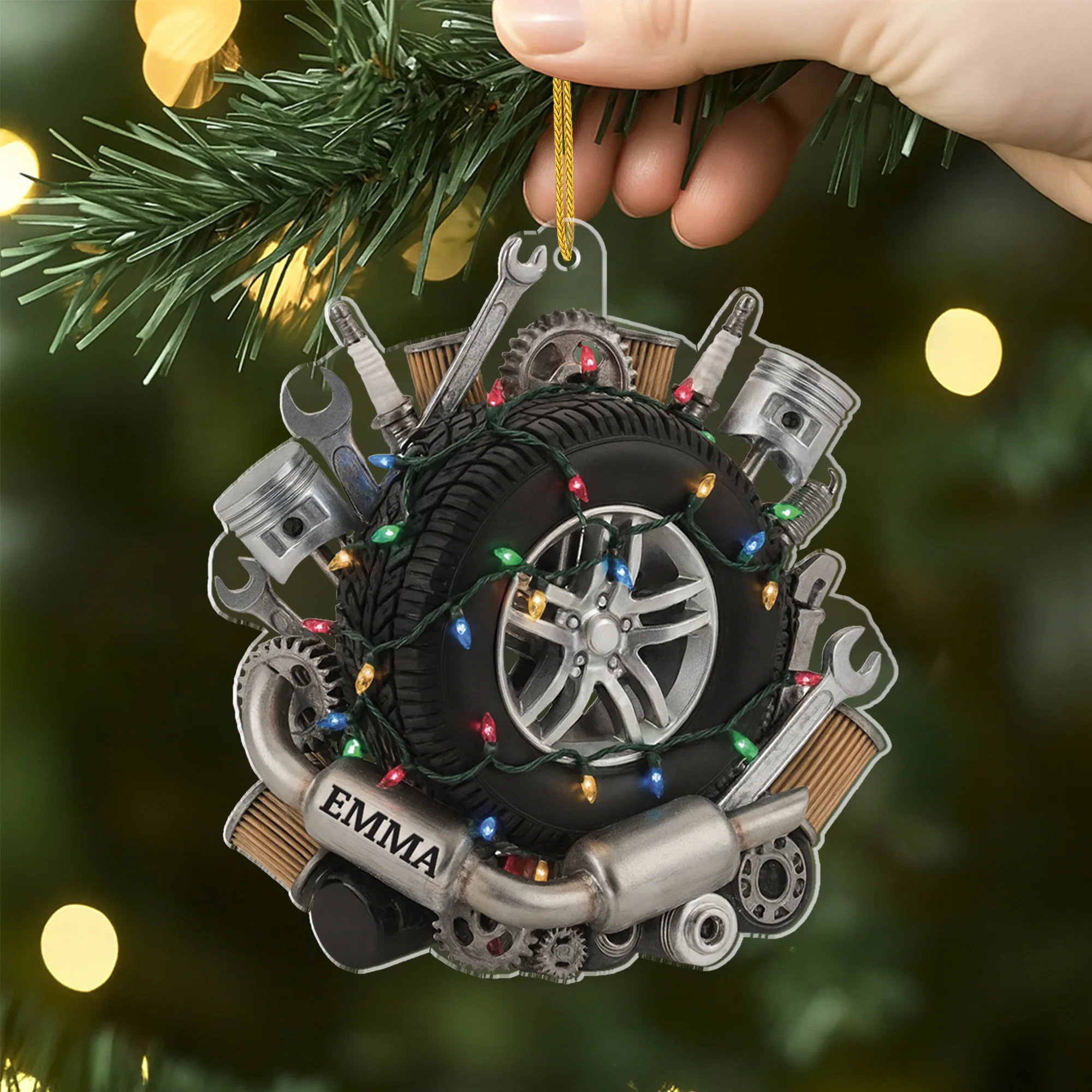 [Effet d'impression 3D] Ornement Acrylique Personnalisé Pour Femme/Homme - Sapin De Noël Pneu - Image 2