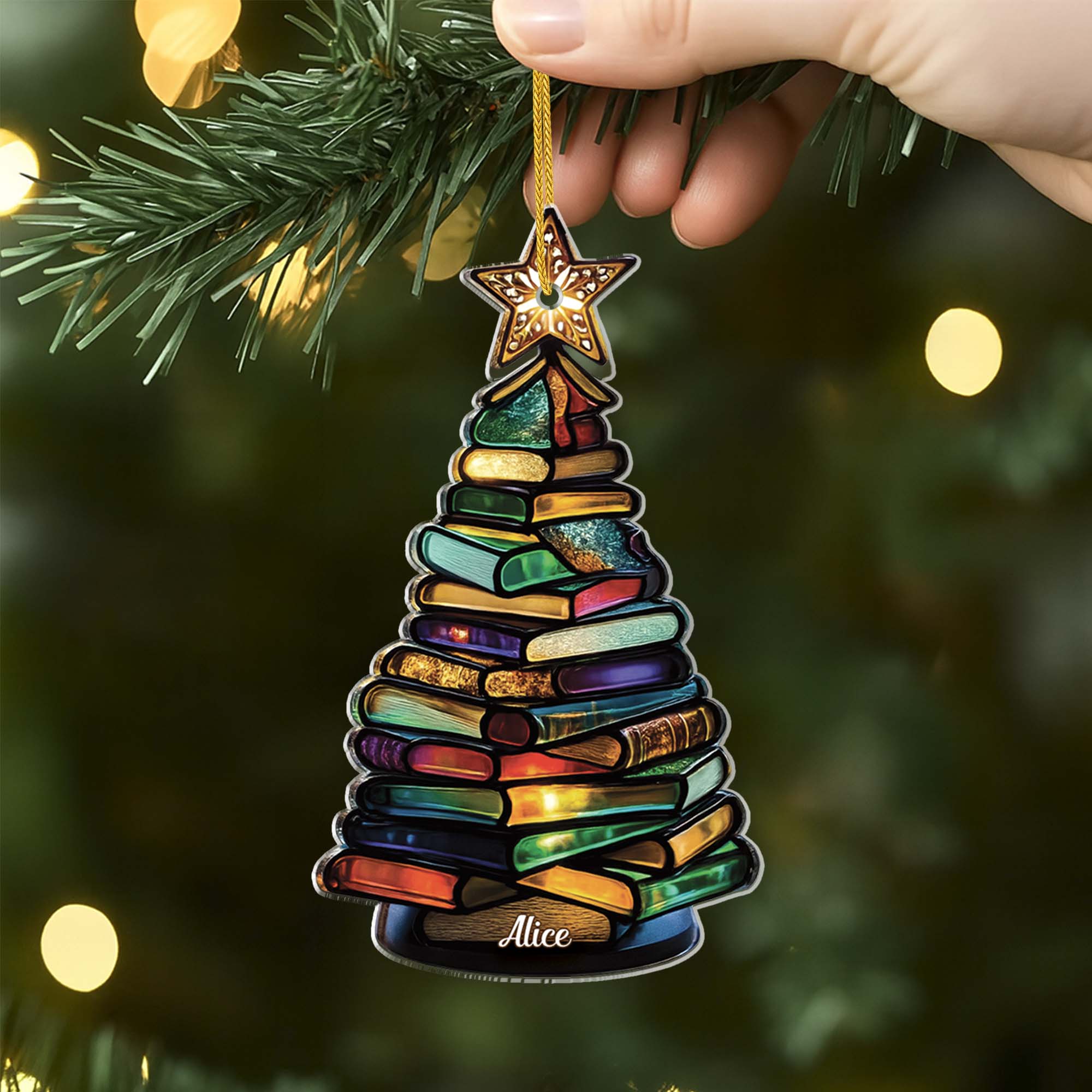 [Effet d'impression 3D] Ornement Acrylique Personnalisé Pour Femme/Homme - Sapin Pour Fille Qui Aime Les Livres - Image 2
