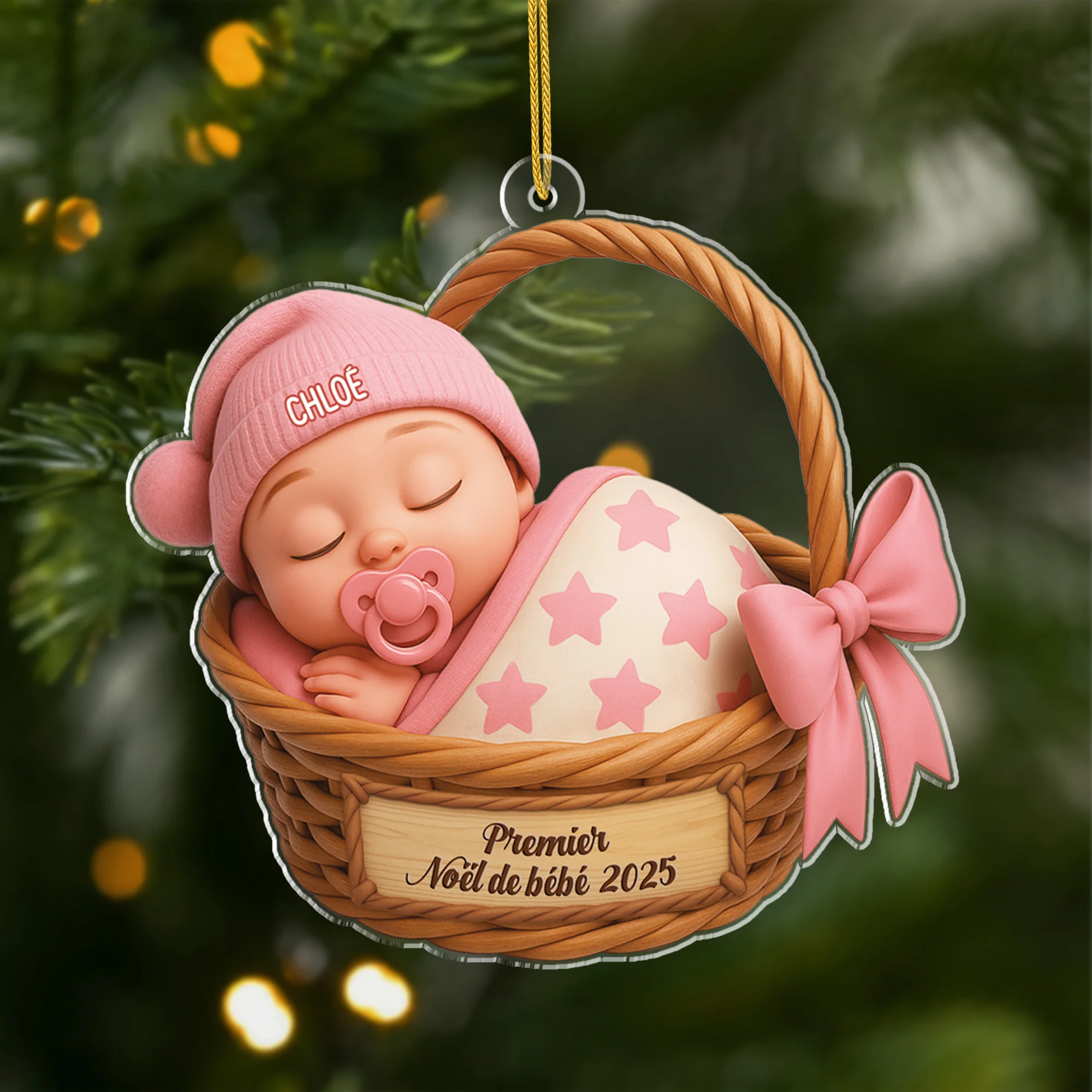 [Effet d'impression 3D] Ornement Acrylique Personnalisé - Premier Noël De Bébé
