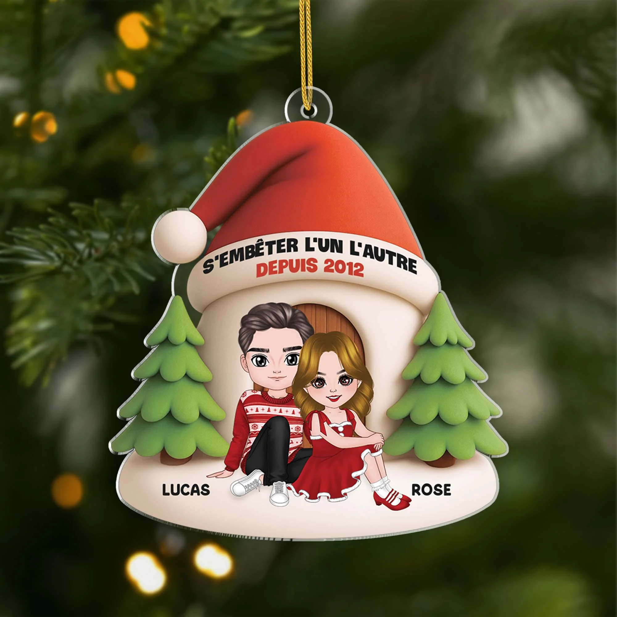[Effet d'impression 3D] Ornement De Noël Personnalisé Acrylique - Vieillir Ensemble Couple À NoëL