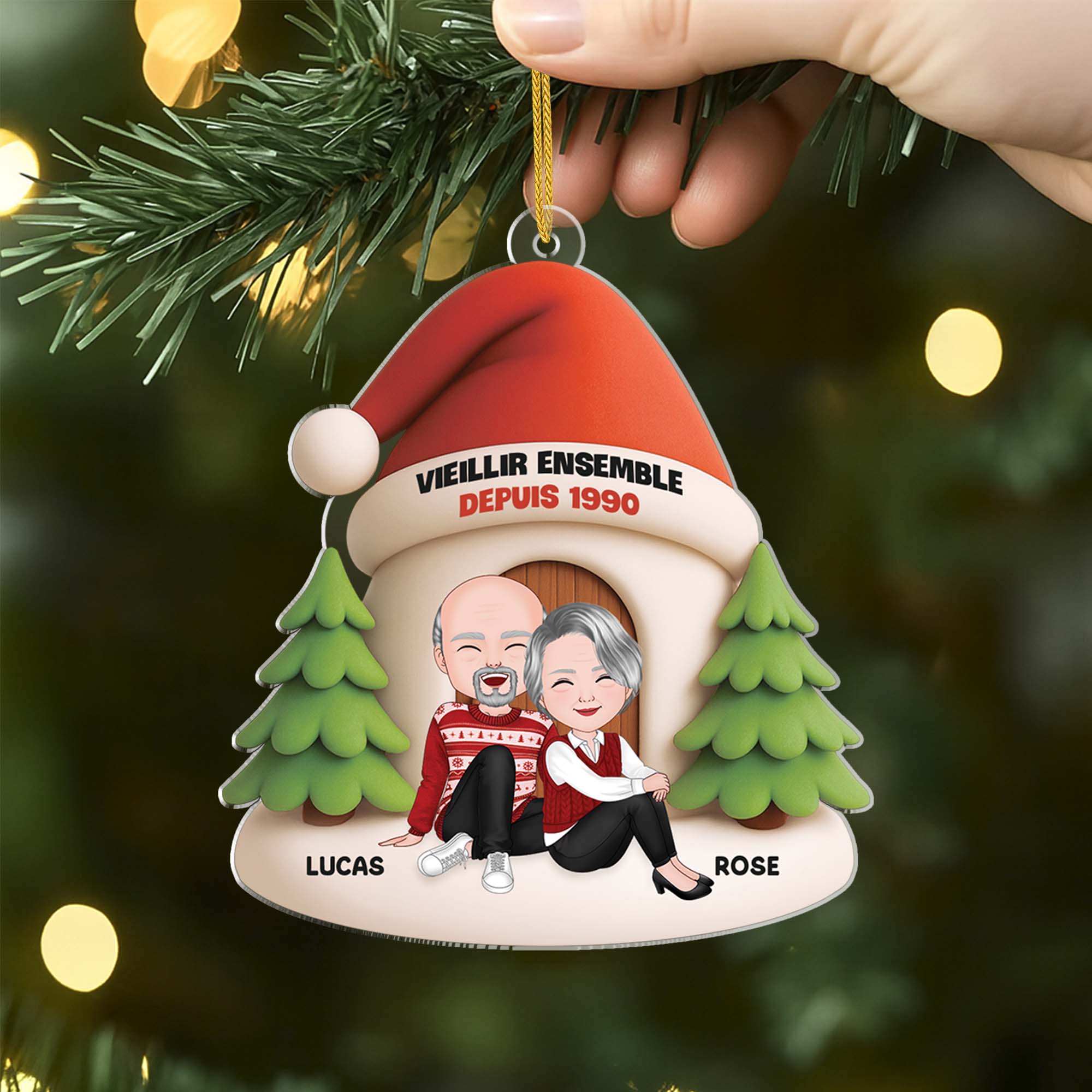 [Effet d'impression 3D] Ornement De Noël Personnalisé Acrylique - Vieillir Ensemble Couple À NoëL - Image 2