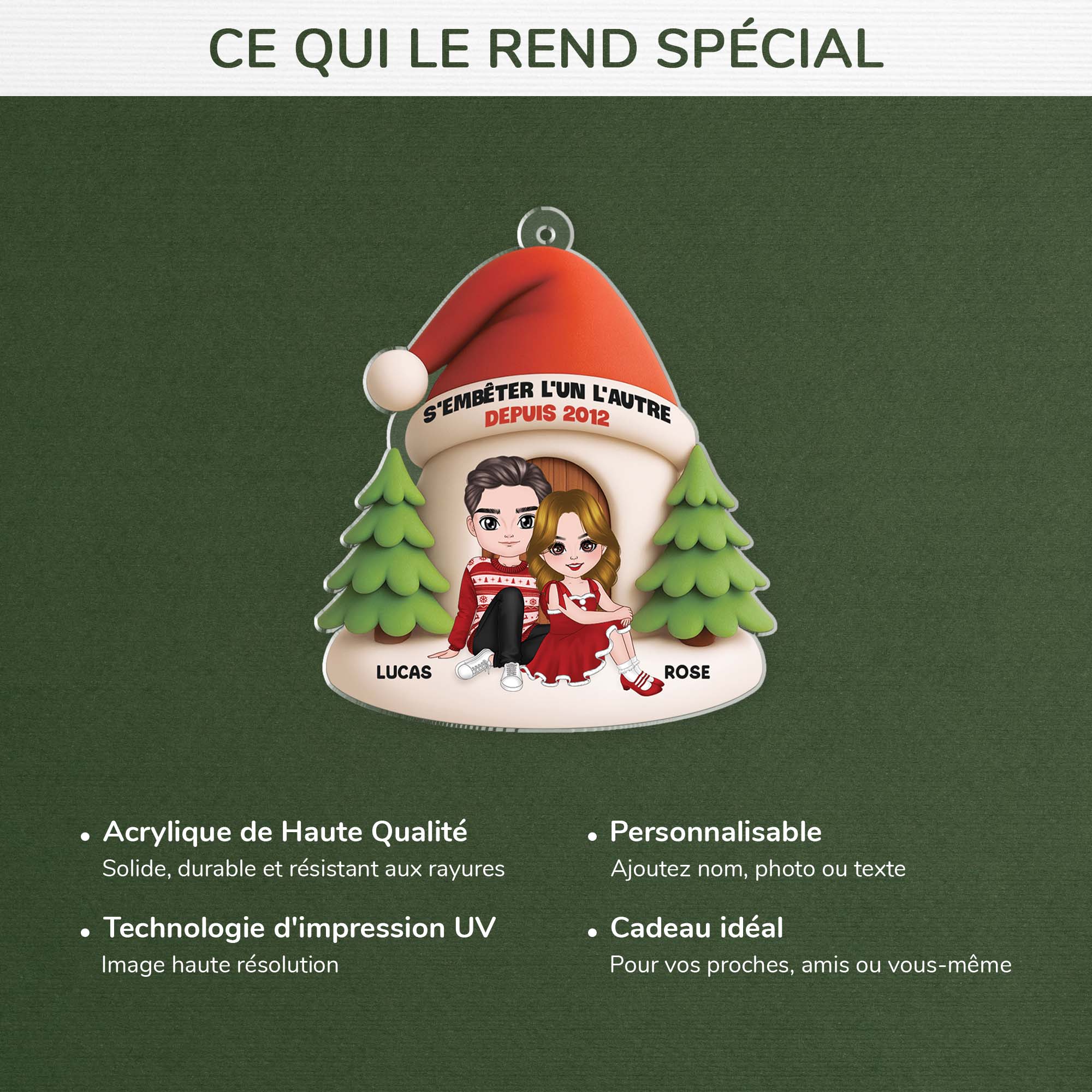 [Effet d'impression 3D] Ornement De Noël Personnalisé Acrylique - Vieillir Ensemble Couple À NoëL - Image 4