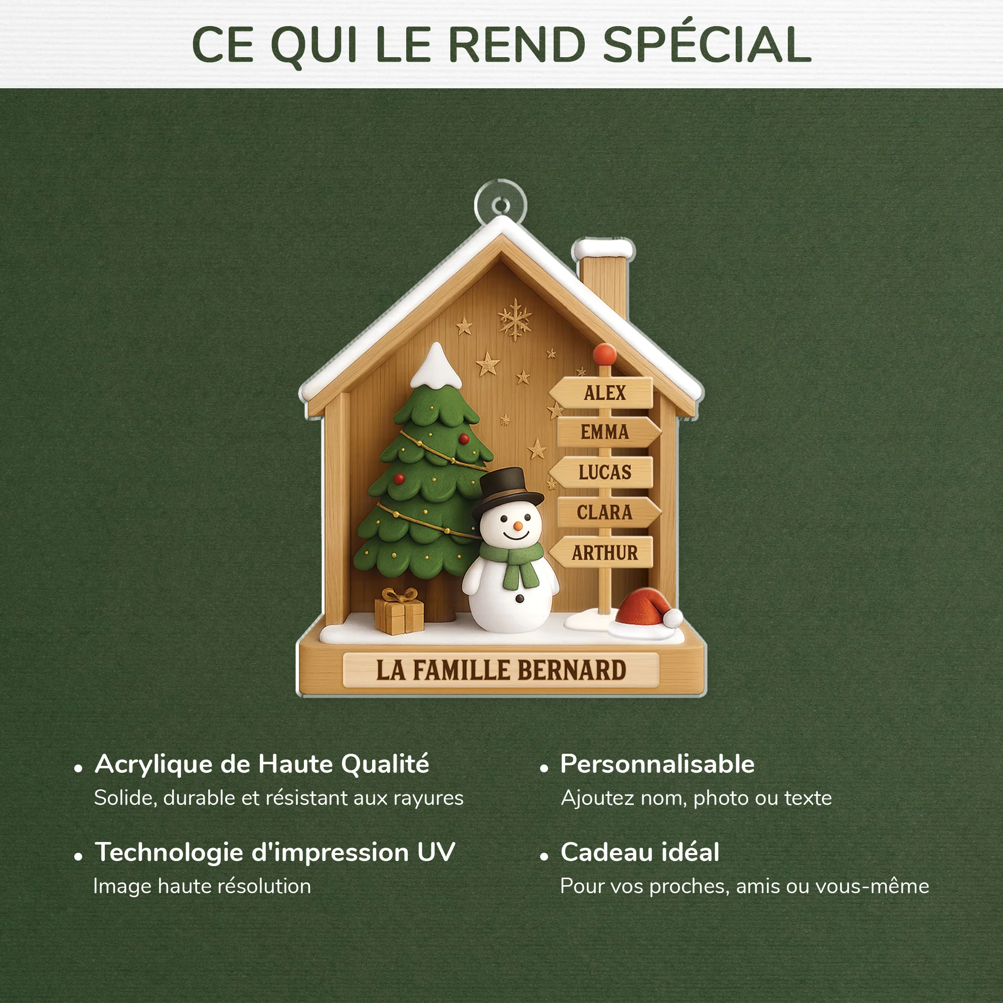[Effet d'impression 3D] Ornement De Noël Acrylique Personnalisé - Famille Chaleureuse - Image 4