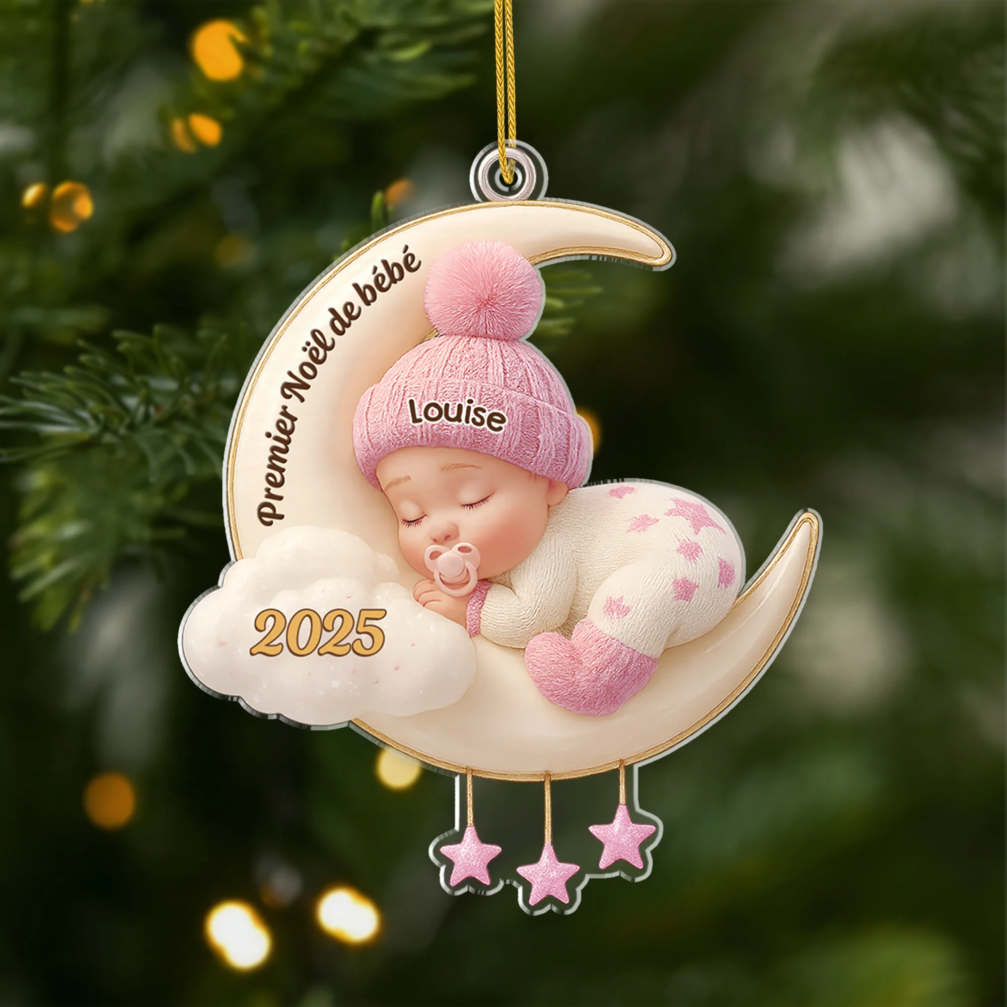[Effet d'impression 3D] Ornement De Noël Acrylique Personnalisé - Premier Noël De Bébé