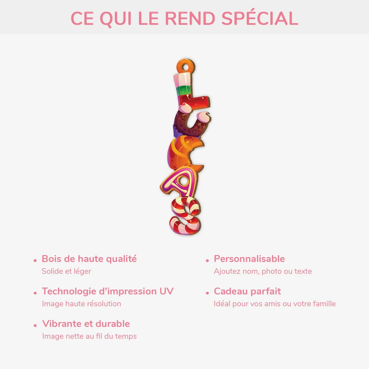 Décoration Noël Prénom Personnalisée – Lettres Cartoon | Ornement En Bois - Image 3