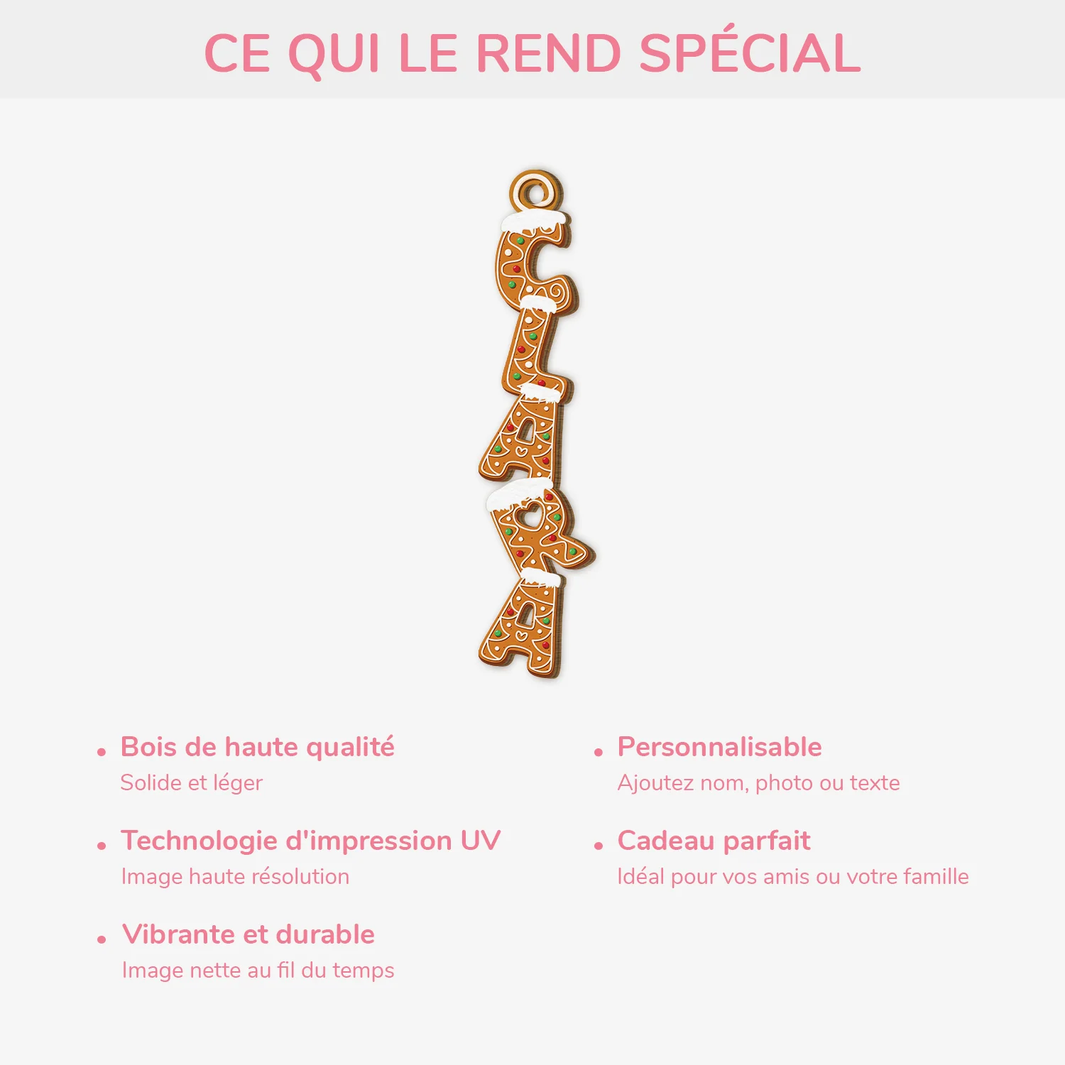 Décoration Noël Prénom Personnalisée – Lettre Pain D’épices | Ornement En Bois - Image 4