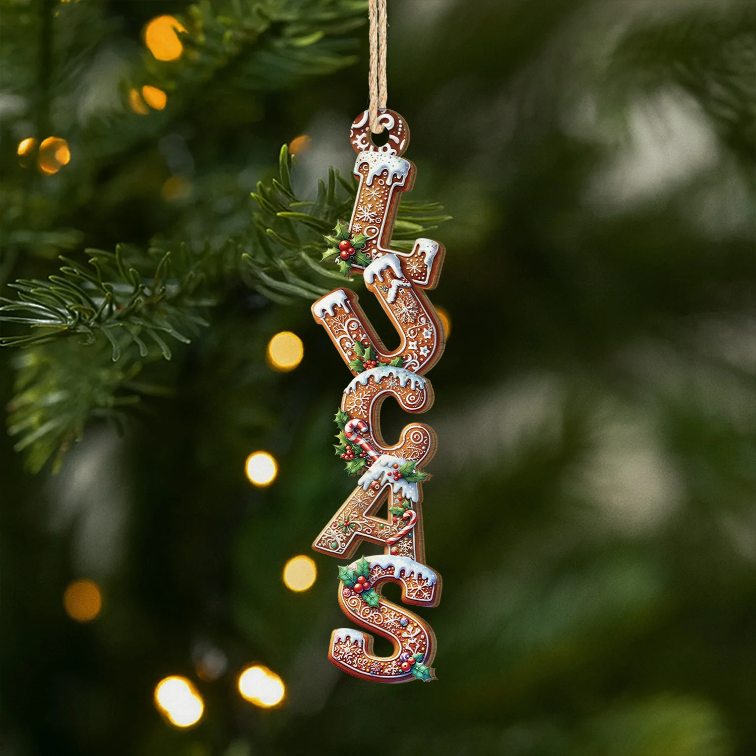 Décoration Noël Prénom Personnalisées – Lettres Style de Noël | Ornement En Bois
